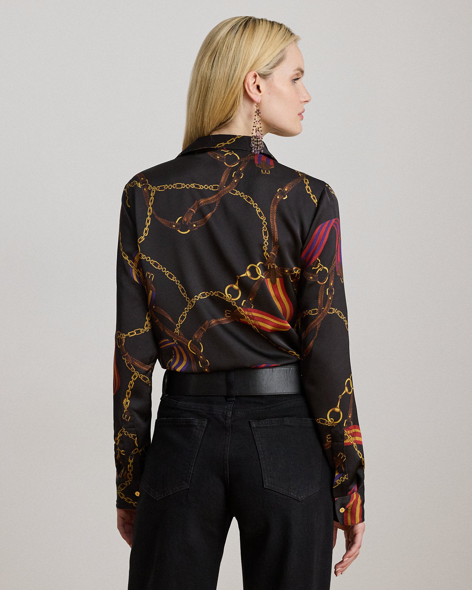 Ralph Lauren Classic Fit BeltingPrint Satin Shirt