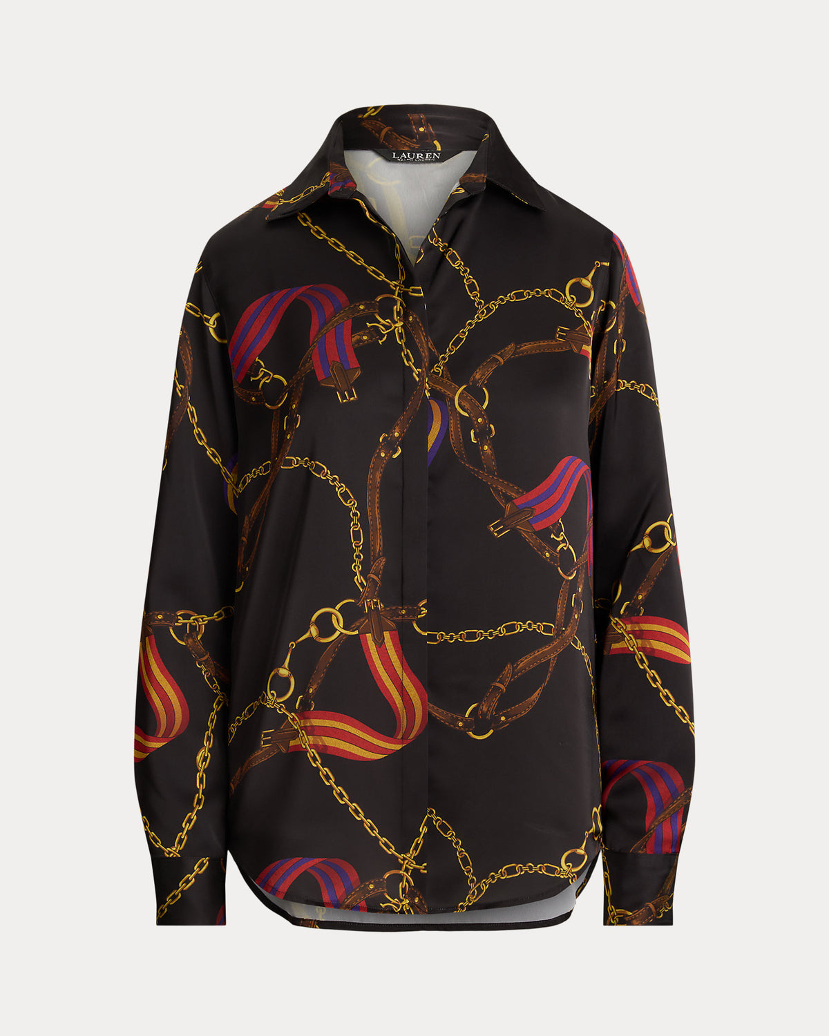 Ralph Lauren Classic Fit BeltingPrint Satin Shirt