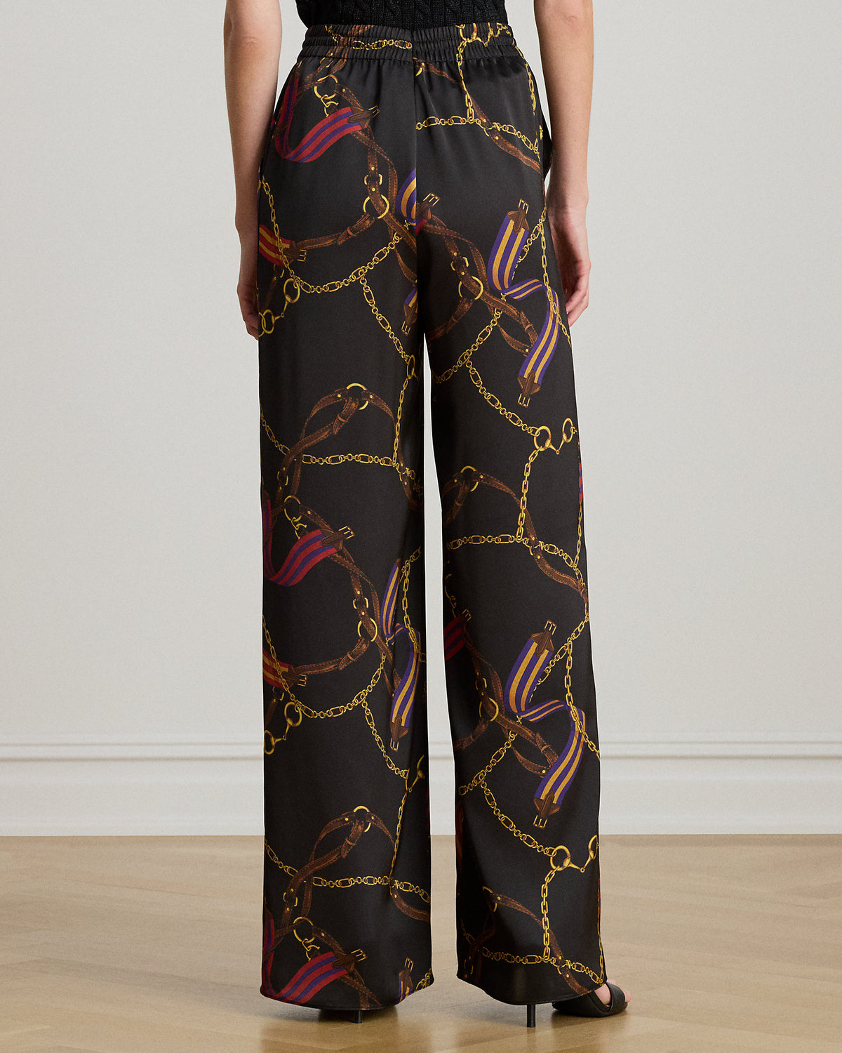 Ralph Lauren BeltingPrint Charmeuse WideLeg Pant