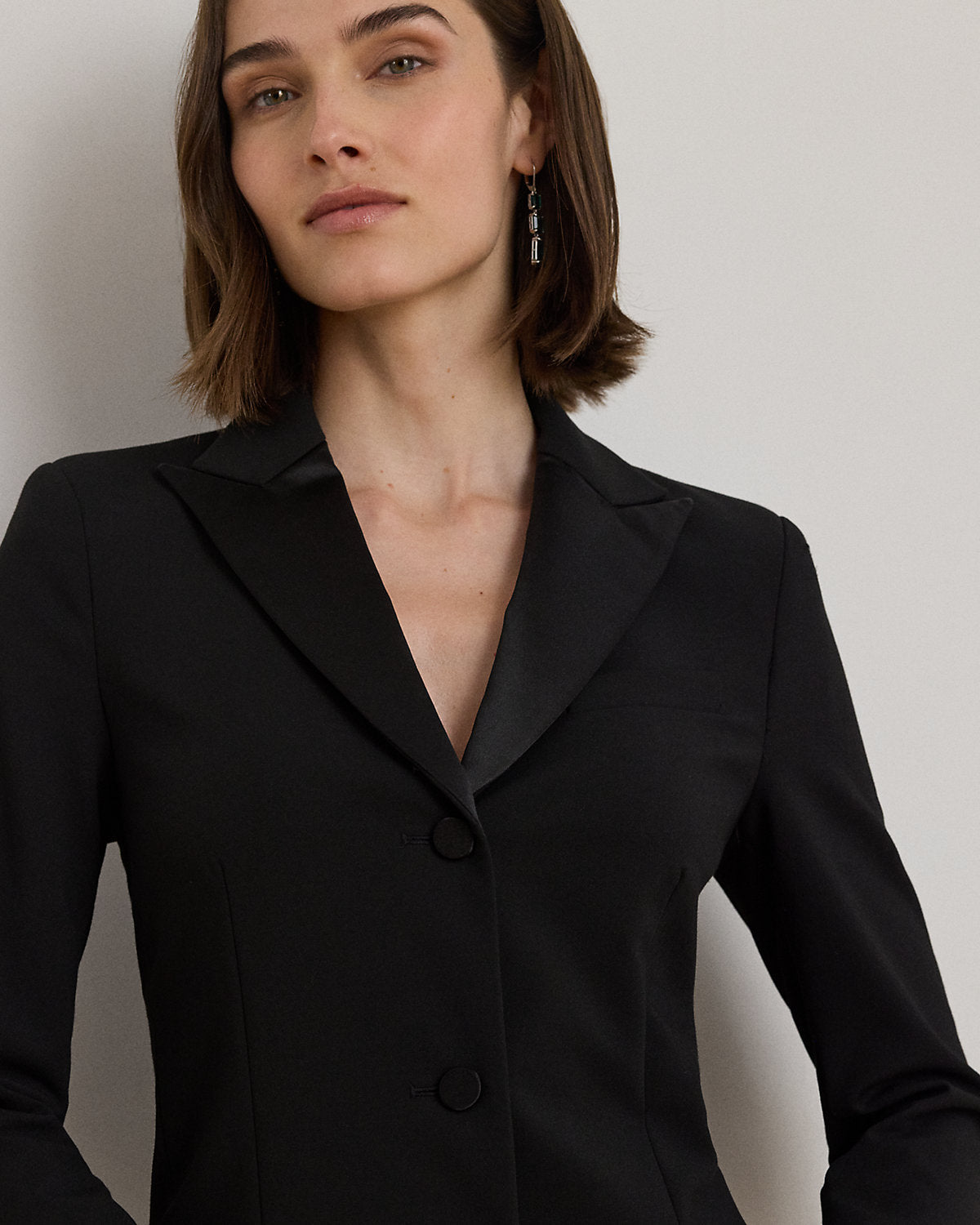Ralph Lauren SatinTrim DoubleFaced Crepe Dress