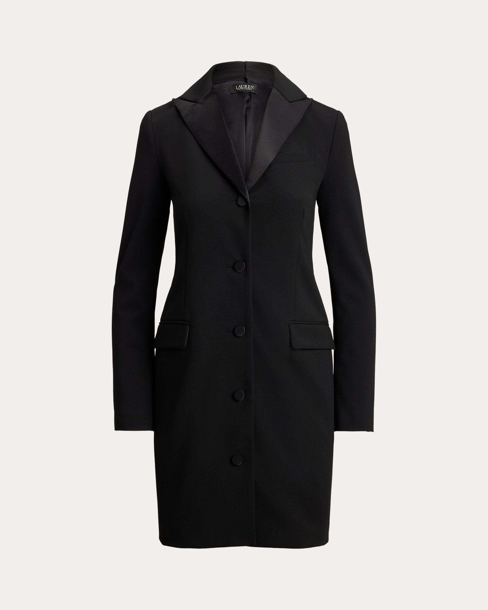 Ralph Lauren SatinTrim DoubleFaced Crepe Dress