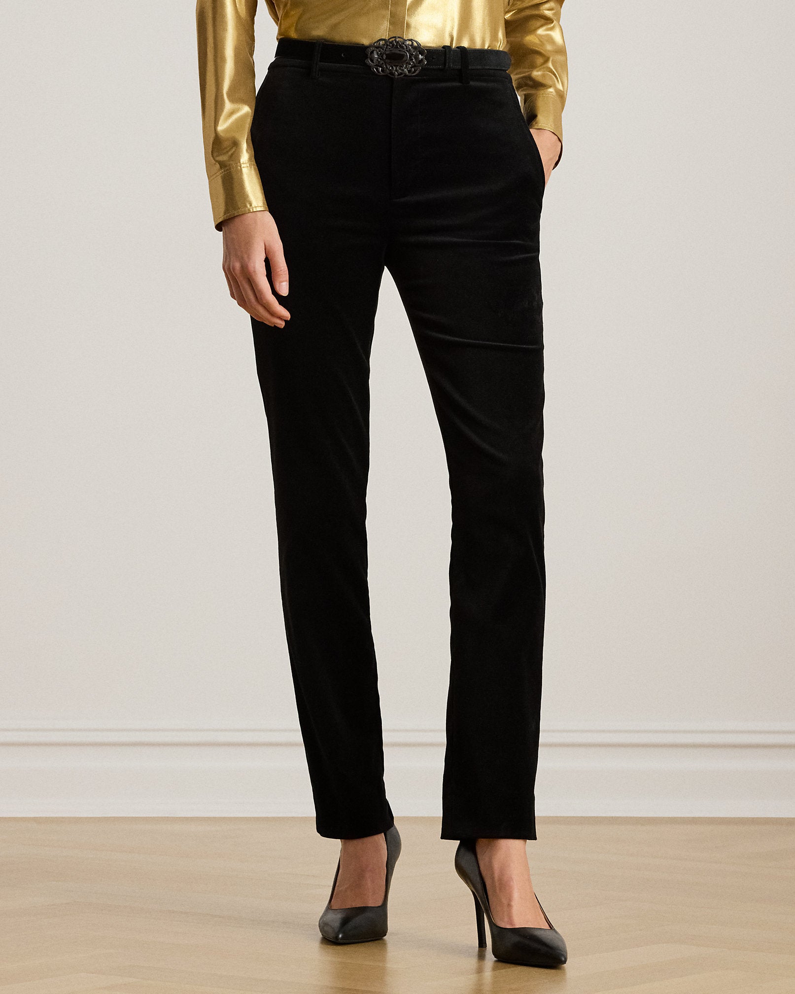 Ralph Lauren Stretch Velvet Cropped Pant