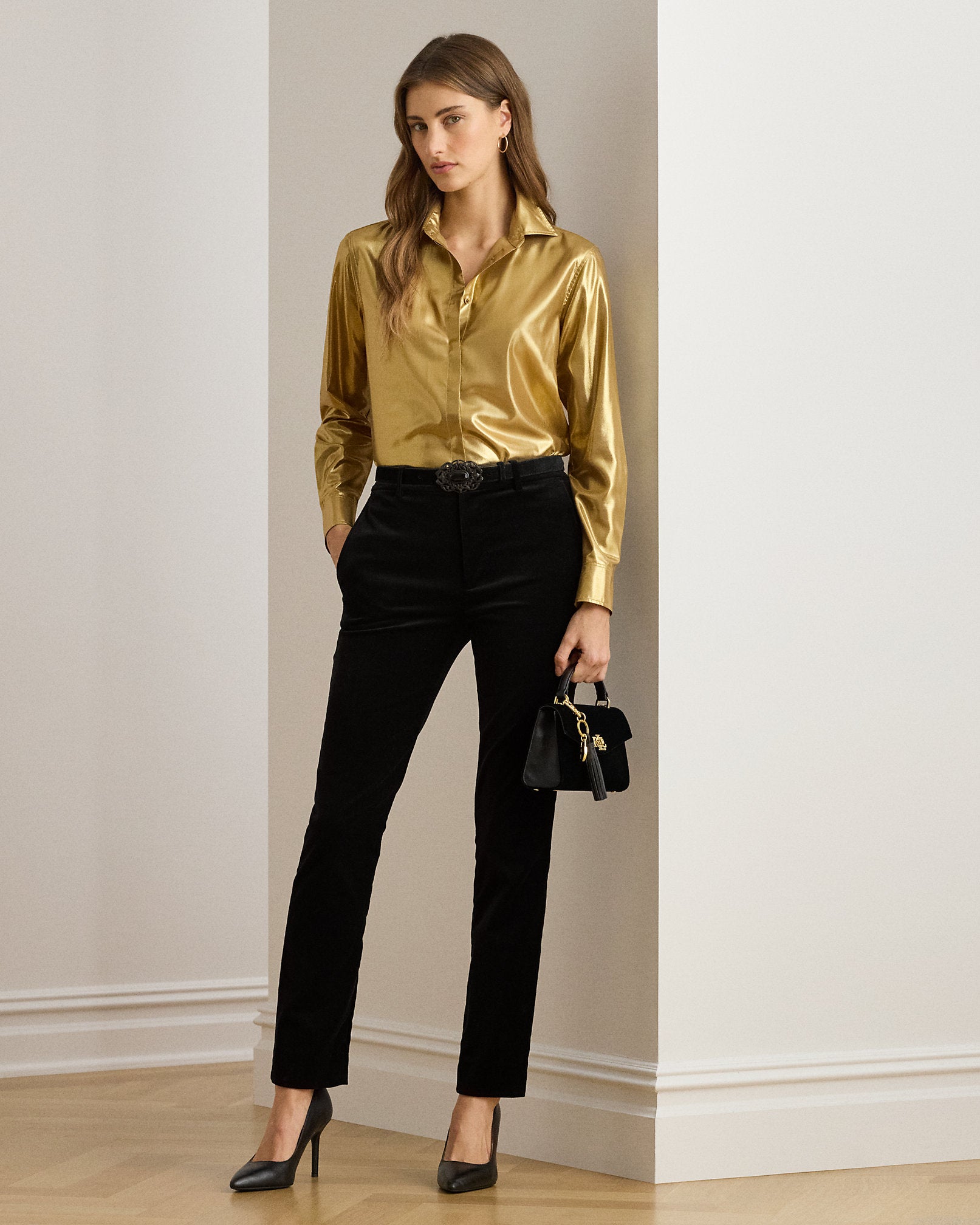 Ralph Lauren Stretch Velvet Cropped Pant