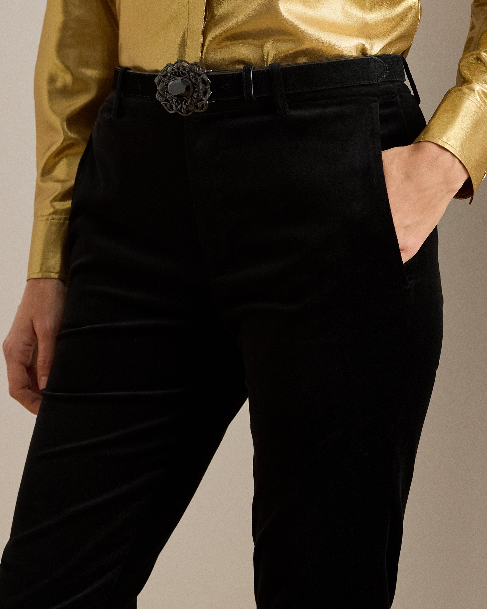 Ralph Lauren Stretch Velvet Cropped Pant