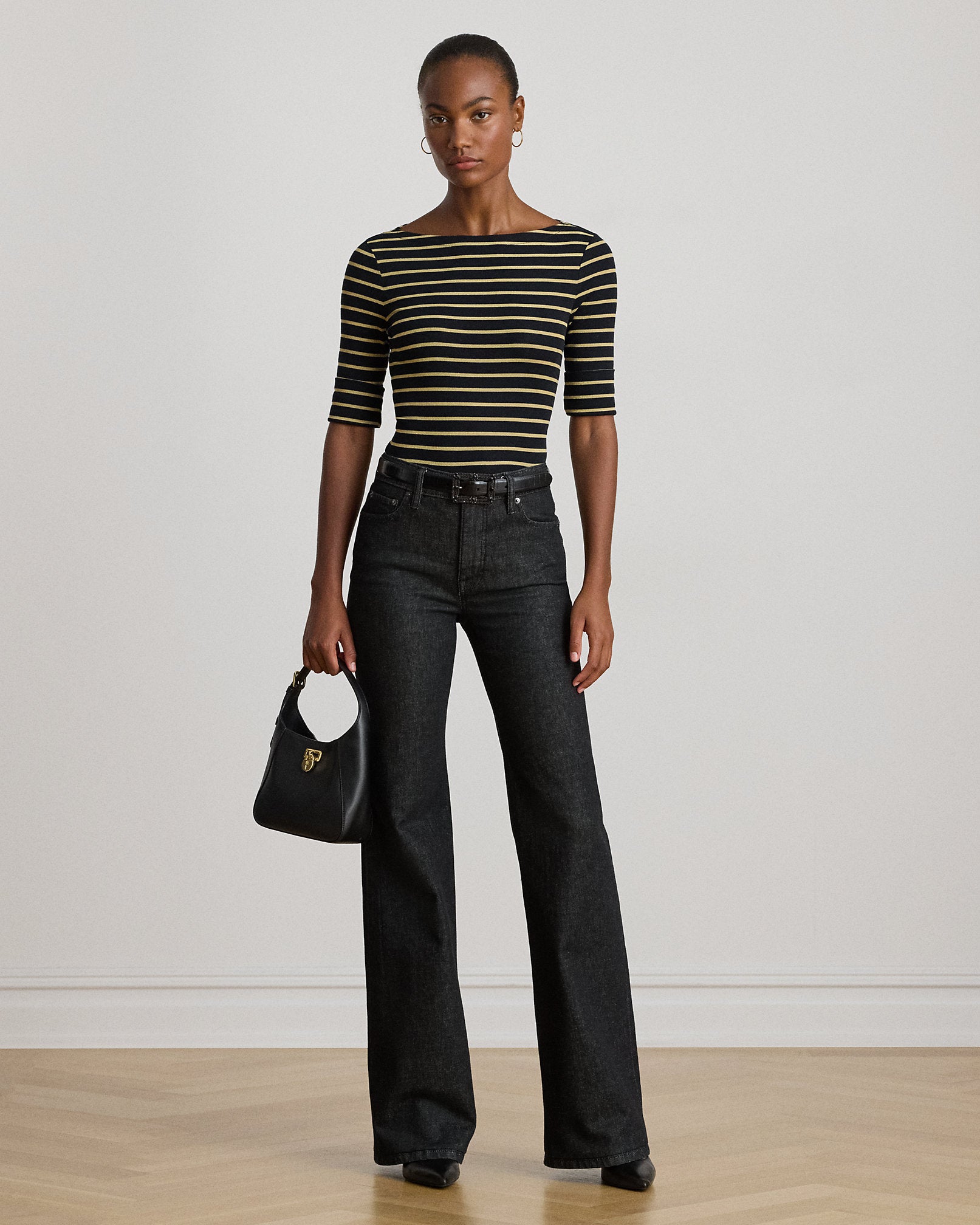 Ralph Lauren Metallic Striped Boatneck Tee