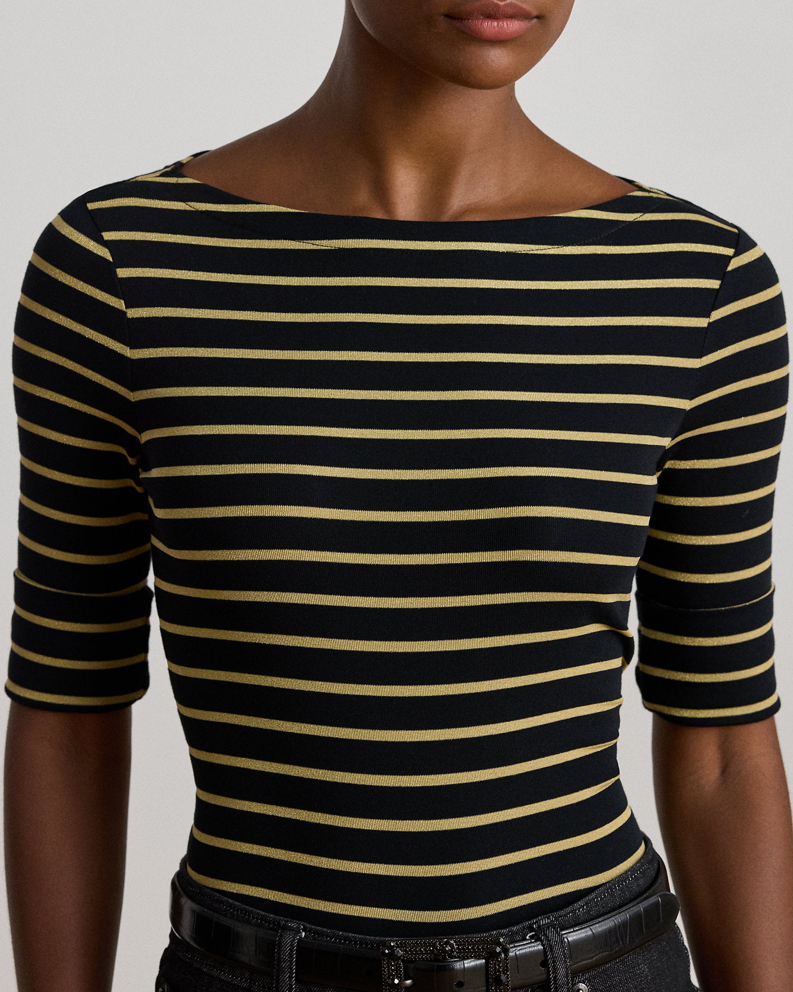 Ralph Lauren Metallic Striped Boatneck Tee