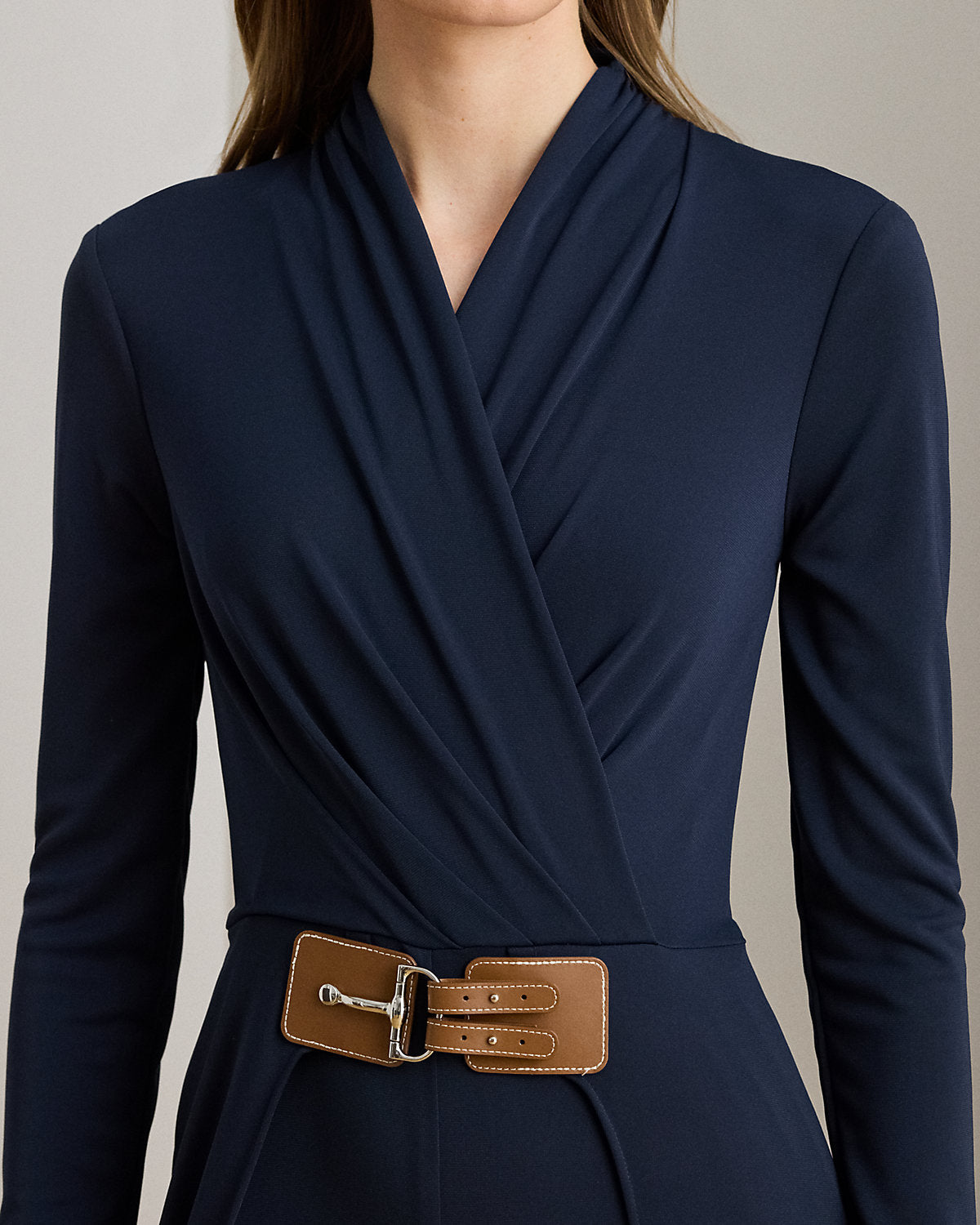 Ralph Lauren BuckleTrim Jersey Surplice Jumpsuit