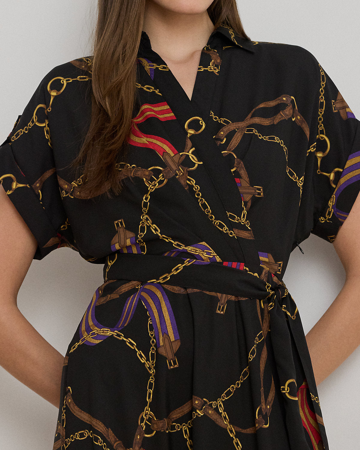 Ralph Lauren BeltingPrint Belted Crepe Dress