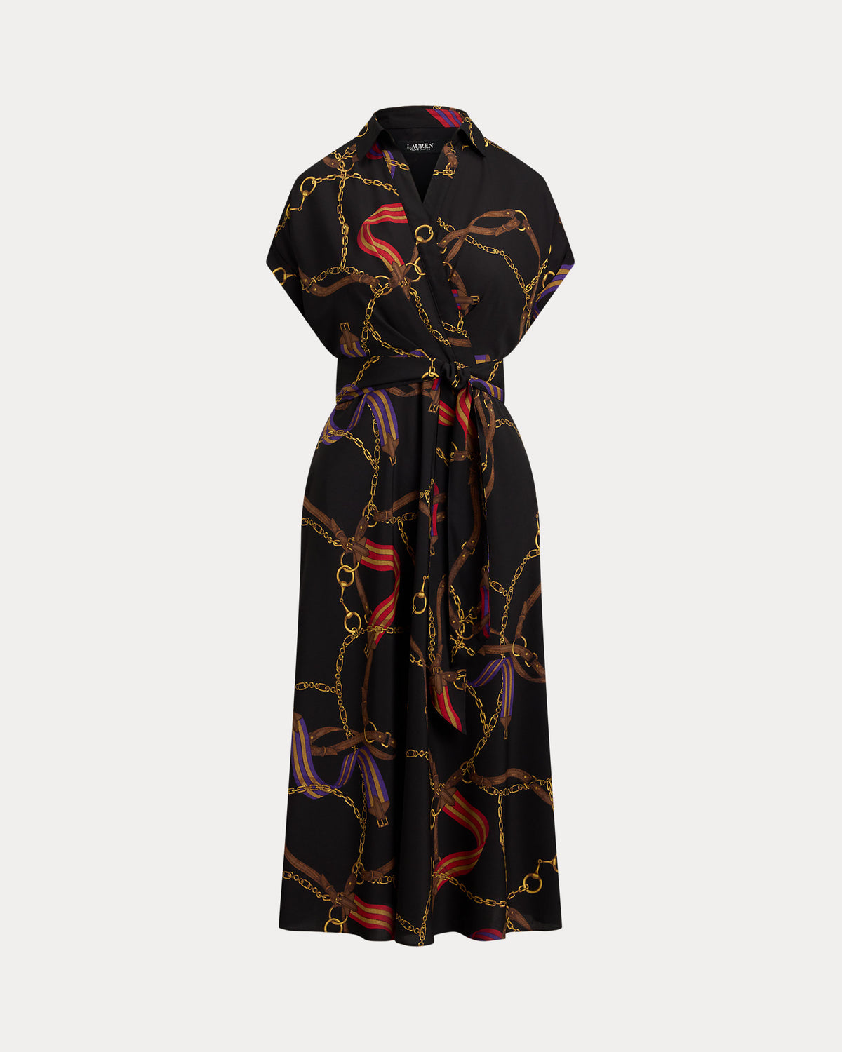 Ralph Lauren BeltingPrint Belted Crepe Dress