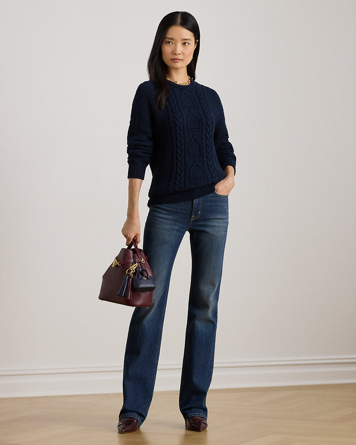 Ralph Lauren CableKnit Cotton Crewneck Sweater