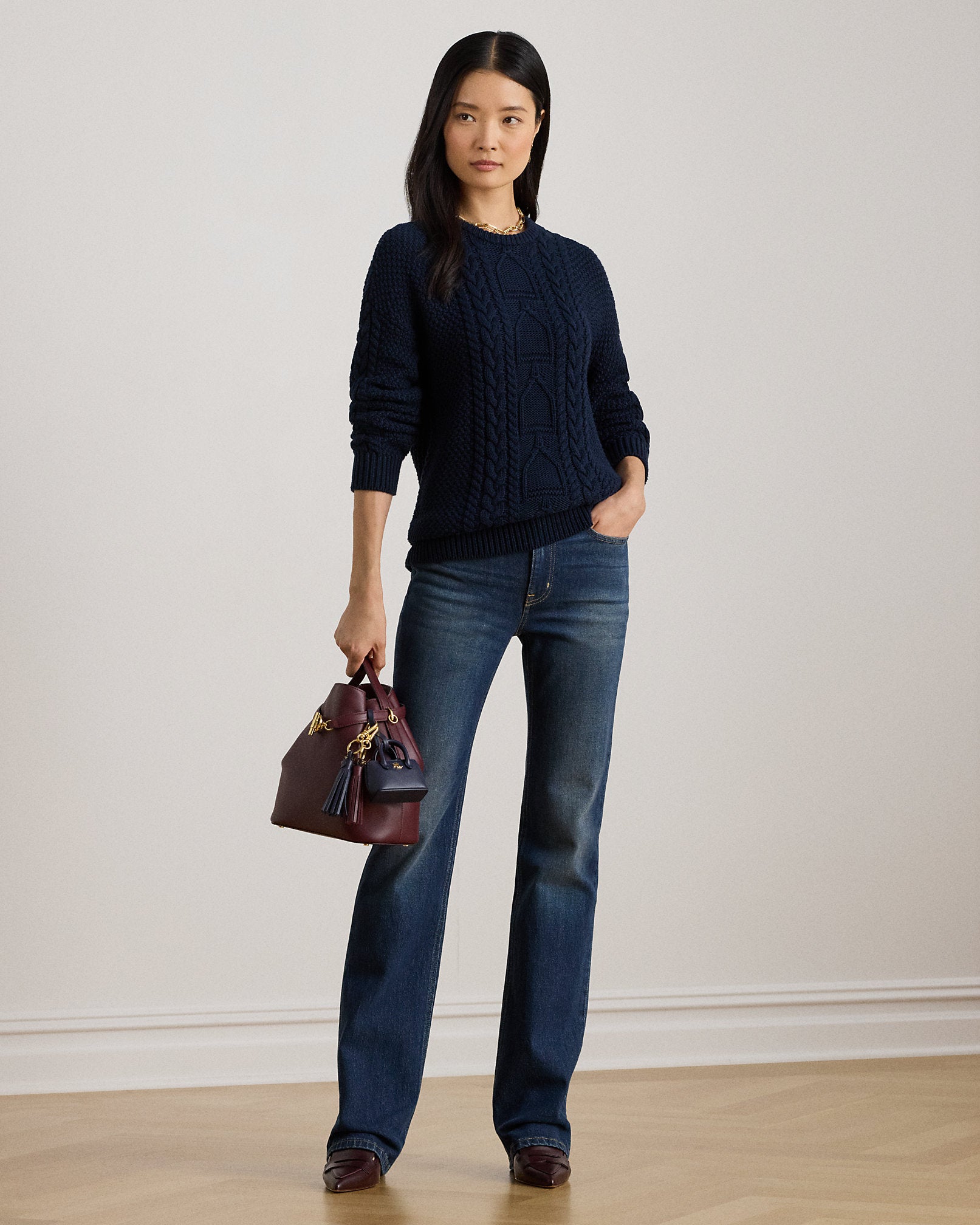 Ralph Lauren CableKnit Cotton Crewneck Sweater