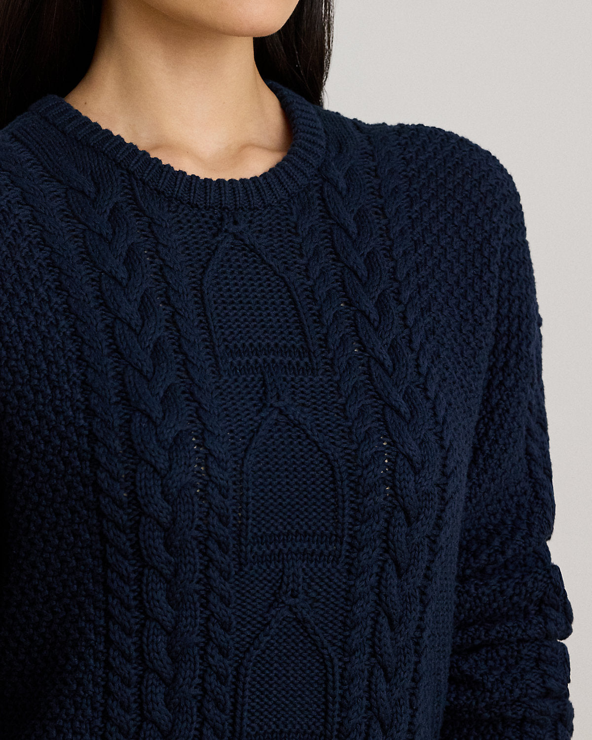 Ralph Lauren CableKnit Cotton Crewneck Sweater