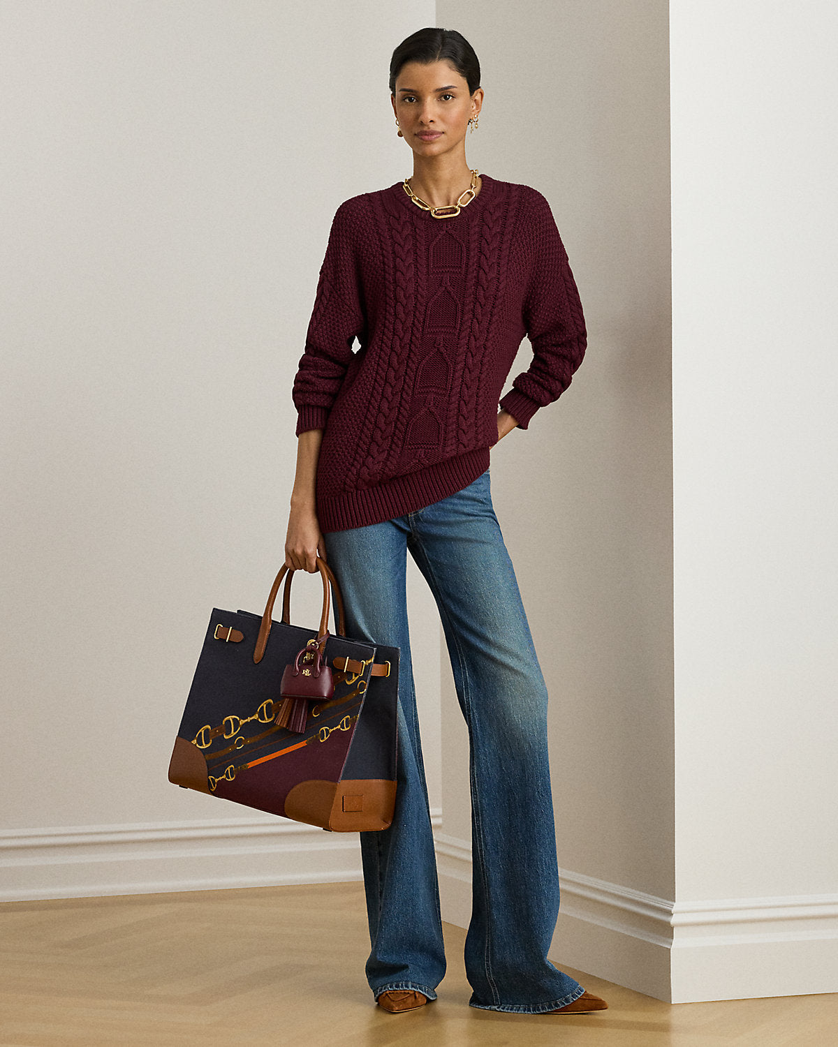 Ralph Lauren CableKnit Cotton Crewneck Sweater