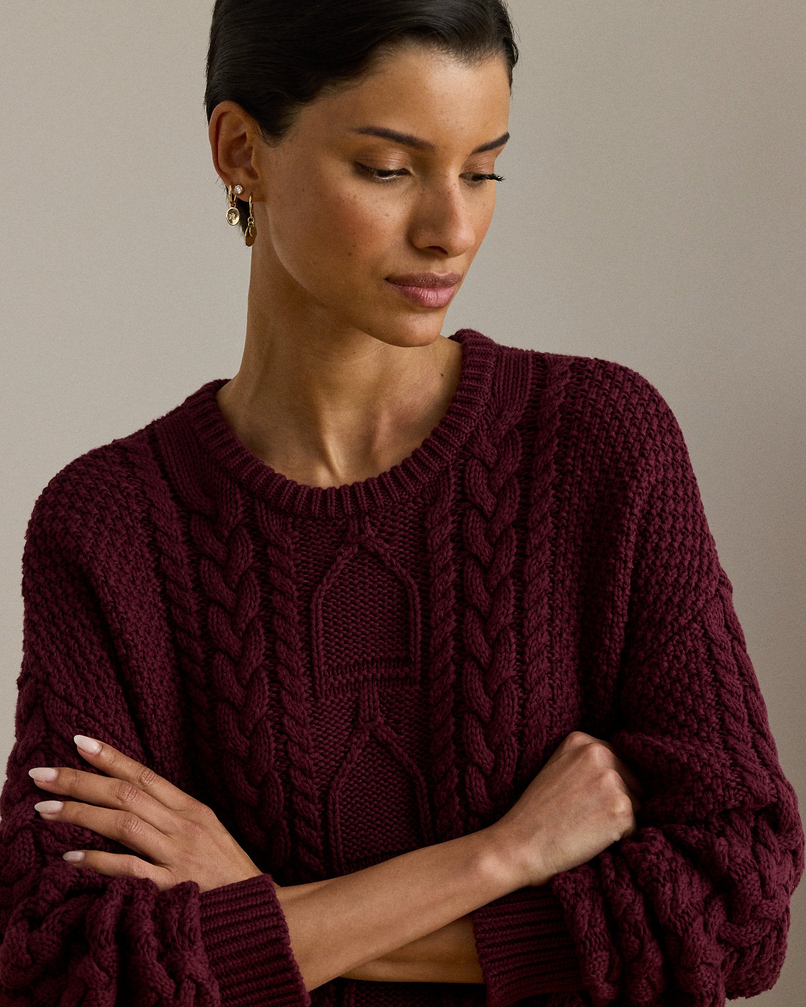 Ralph Lauren CableKnit Cotton Crewneck Sweater