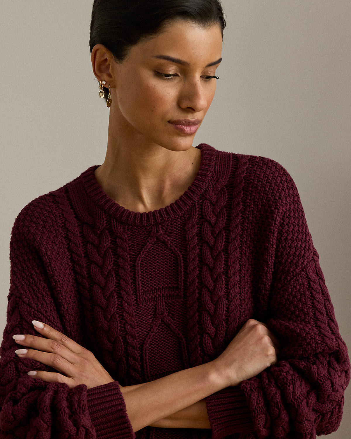 Ralph Lauren CableKnit Cotton Crewneck Sweater