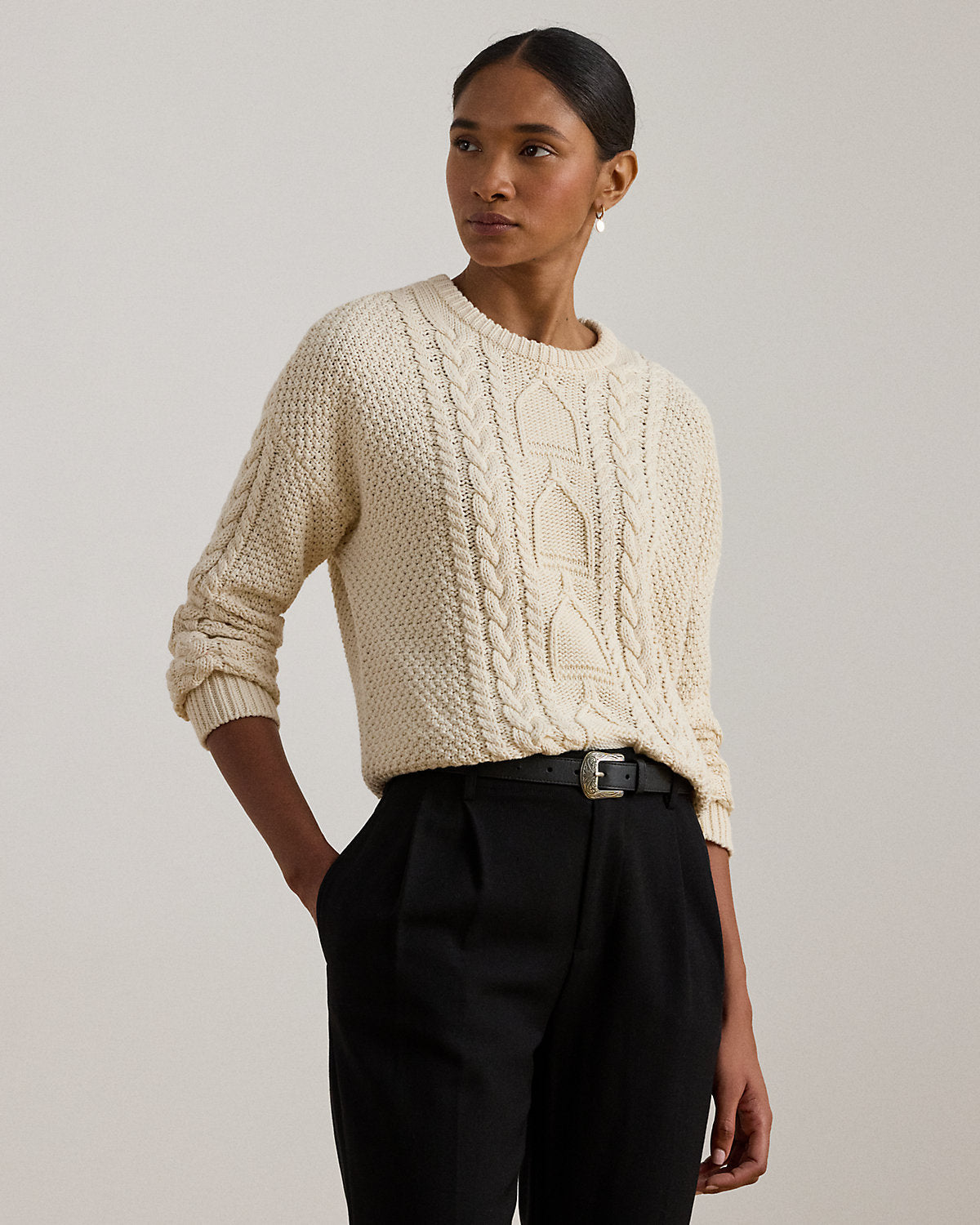Ralph Lauren CableKnit Cotton Crewneck Sweater