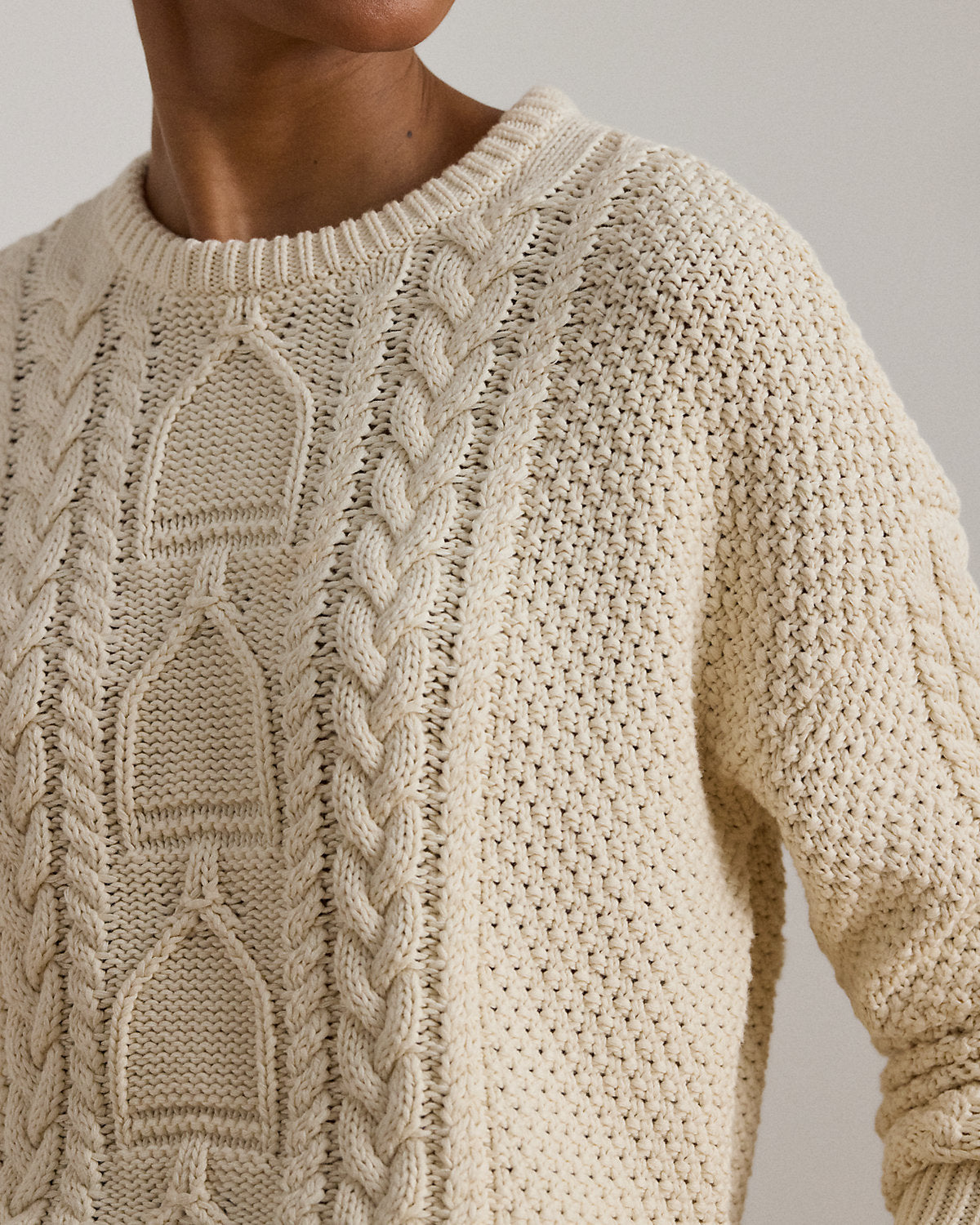 Ralph Lauren CableKnit Cotton Crewneck Sweater