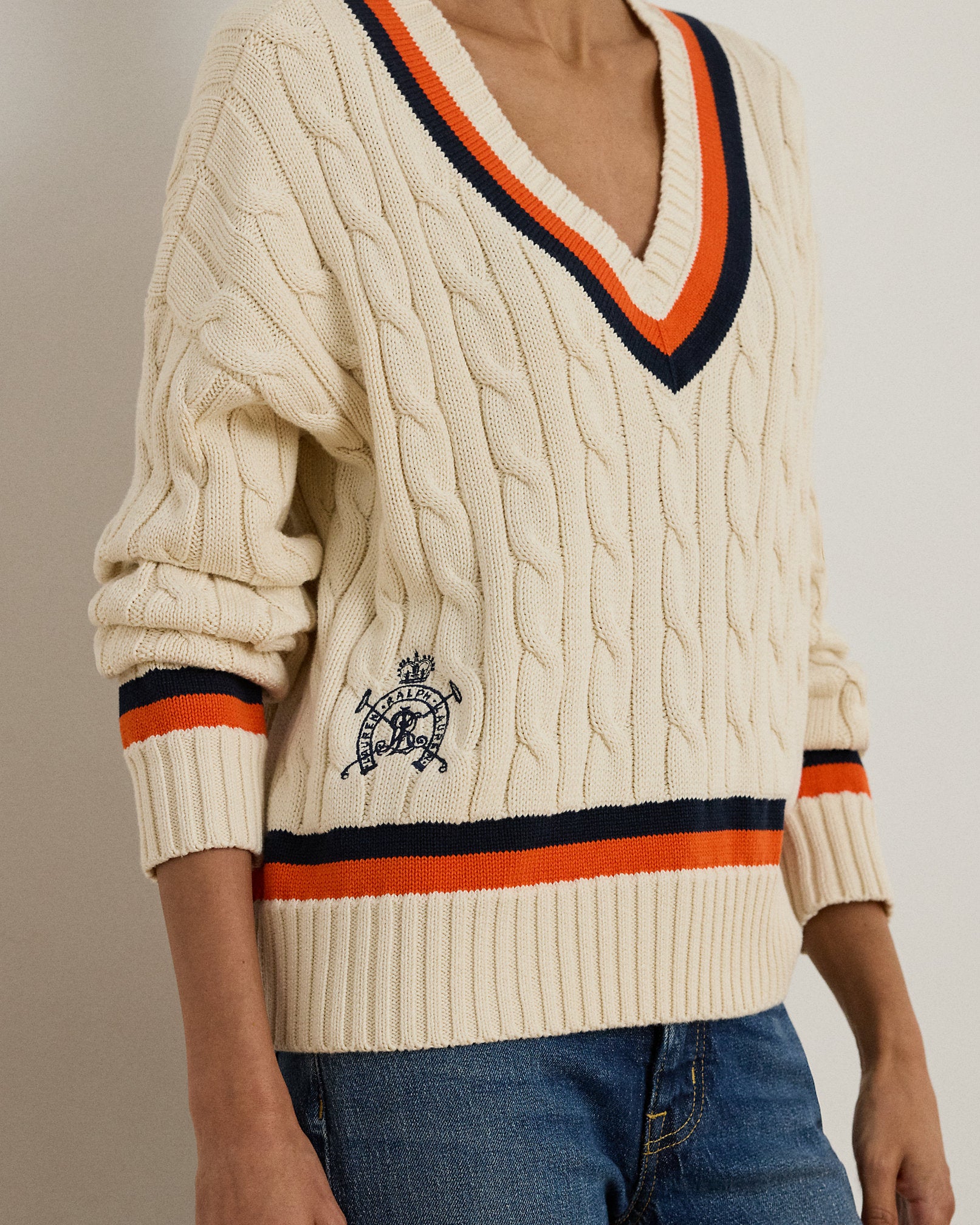 Ralph Lauren CableKnit Cotton Cricket Sweater
