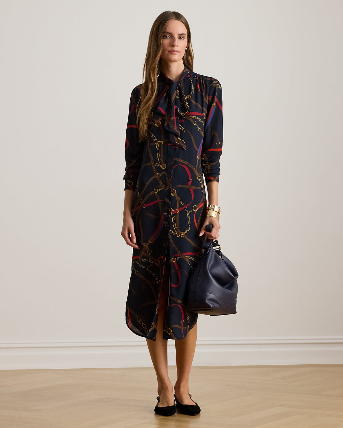 Ralph Lauren Print Georgette TieNeck Shirtdress