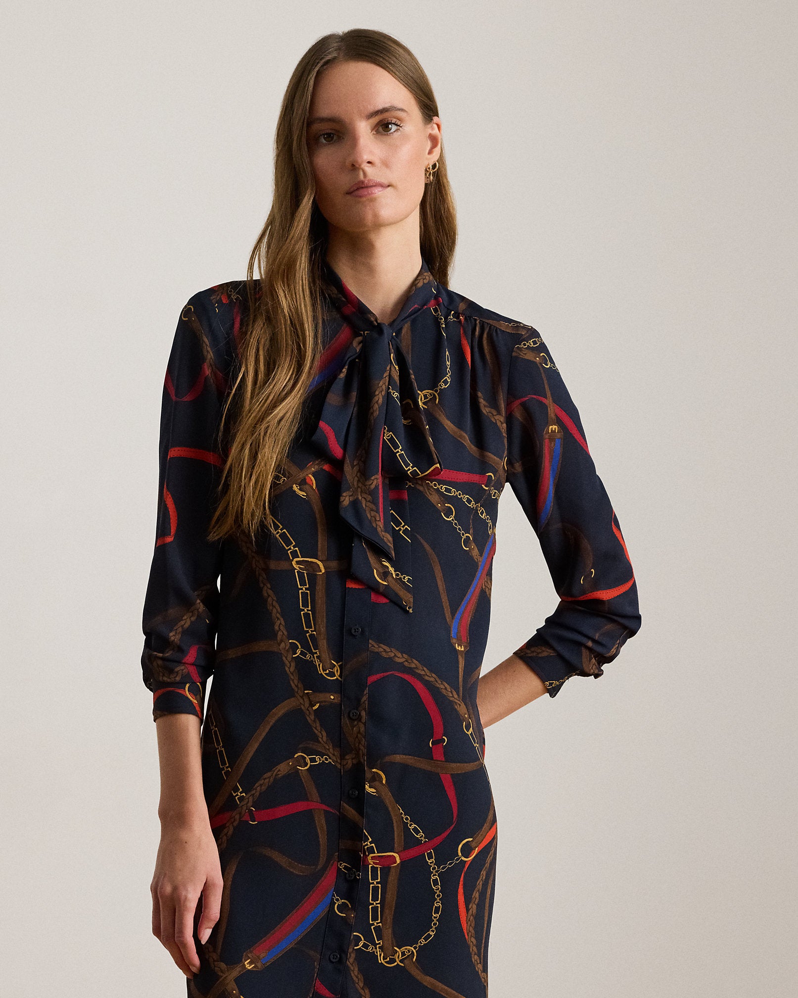 Ralph Lauren Print Georgette TieNeck Shirtdress