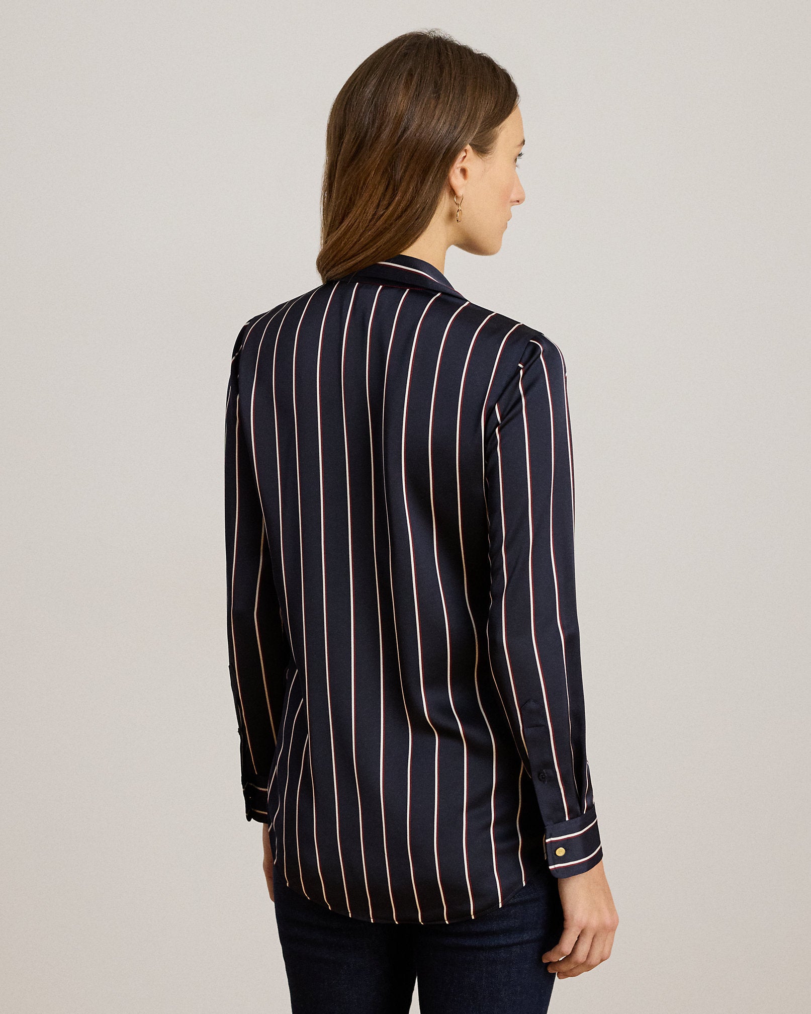 Ralph Lauren Classic Fit Striped Charmeuse Shirt