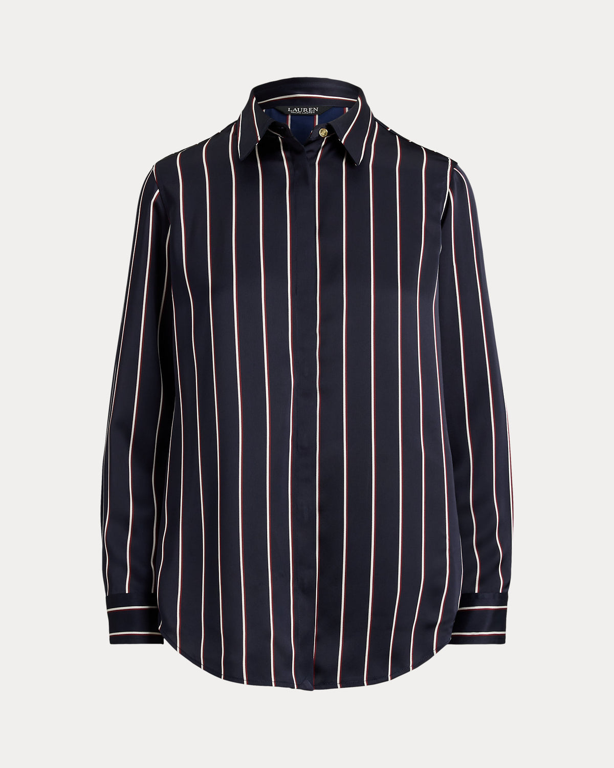 Ralph Lauren Classic Fit Striped Charmeuse Shirt