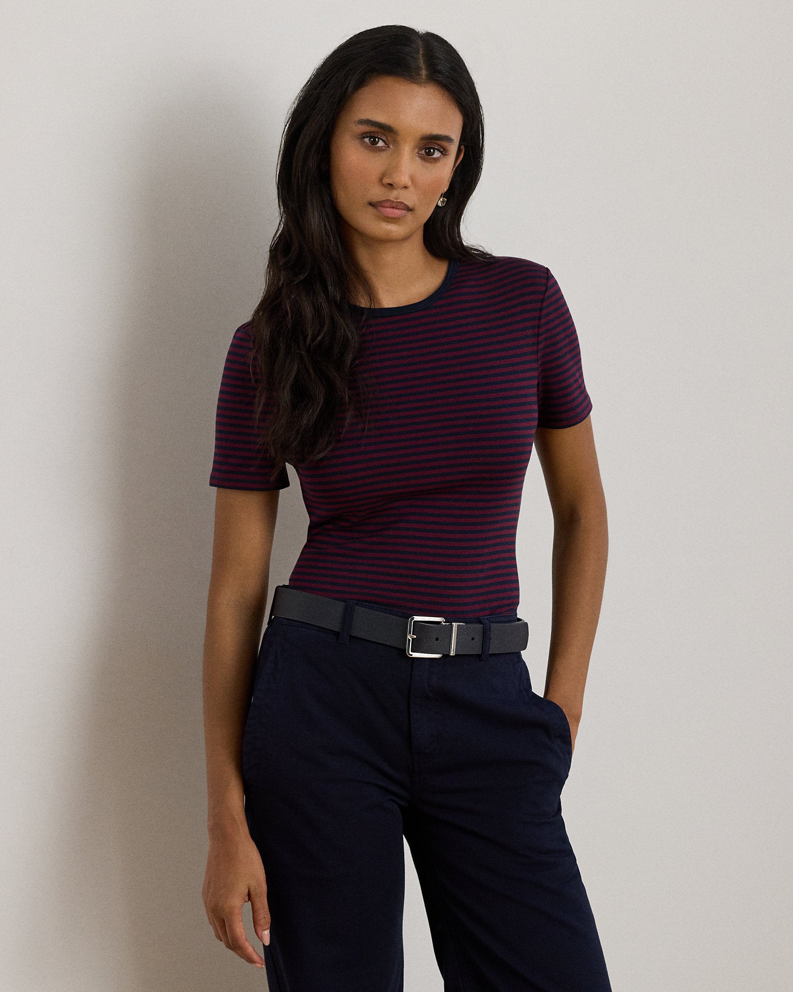 Ralph Lauren Striped Stretch Cotton Crewneck Tee