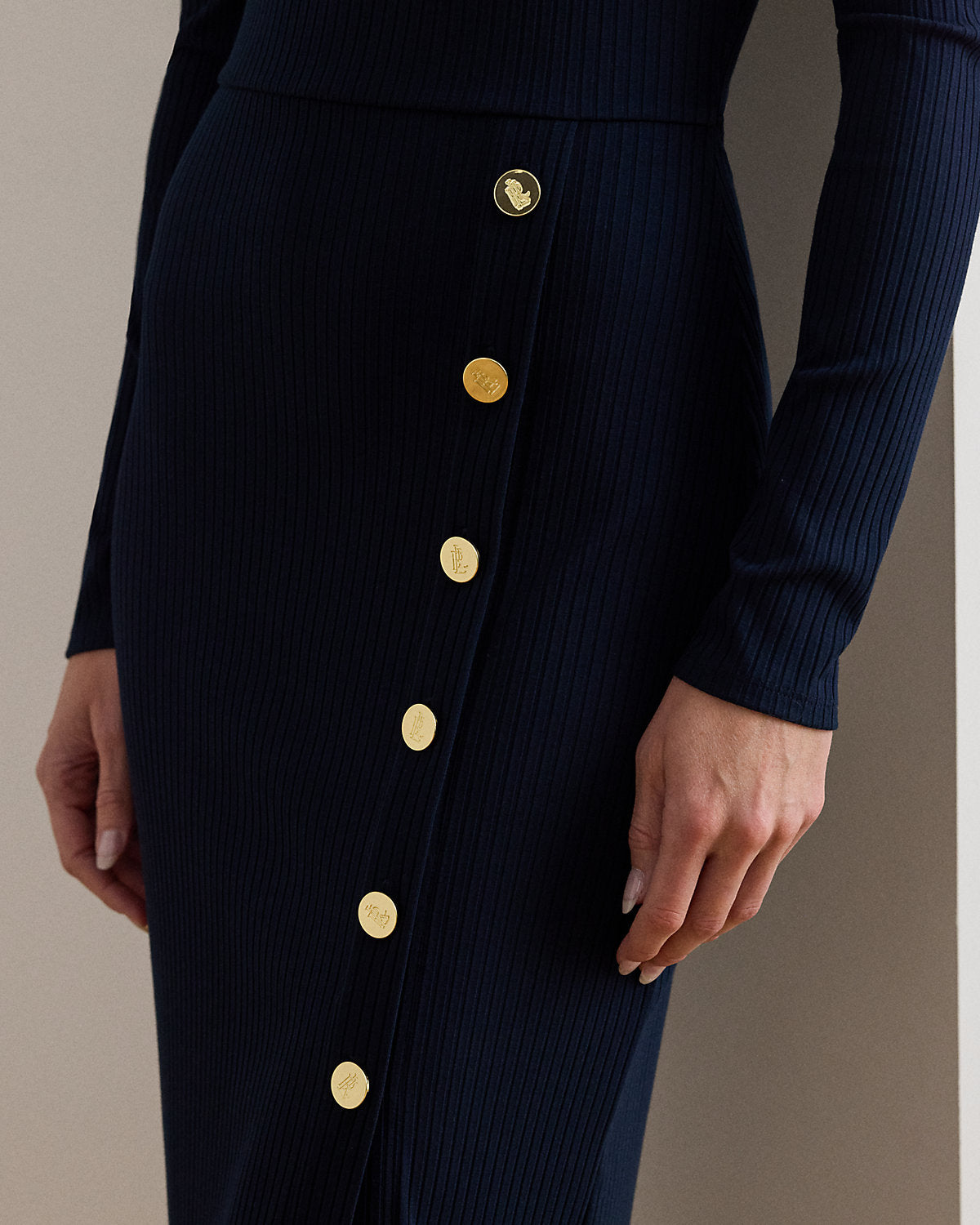 Ralph Lauren ButtonTrim RibKnit Dress
