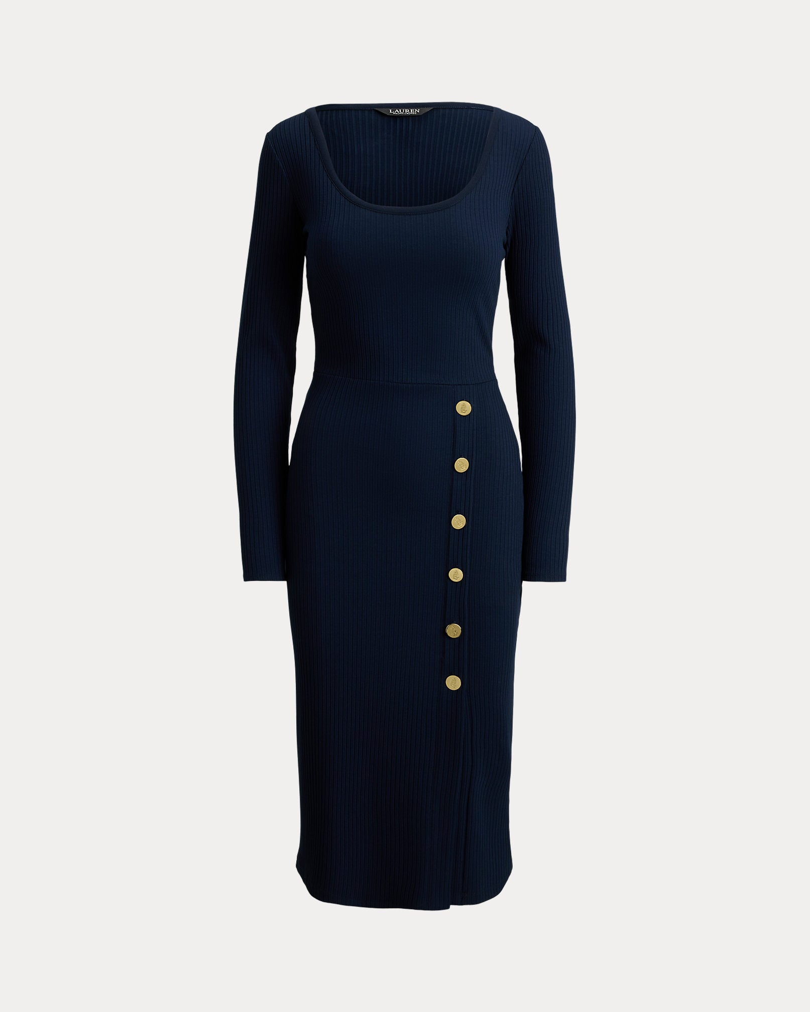 Ralph Lauren ButtonTrim RibKnit Dress