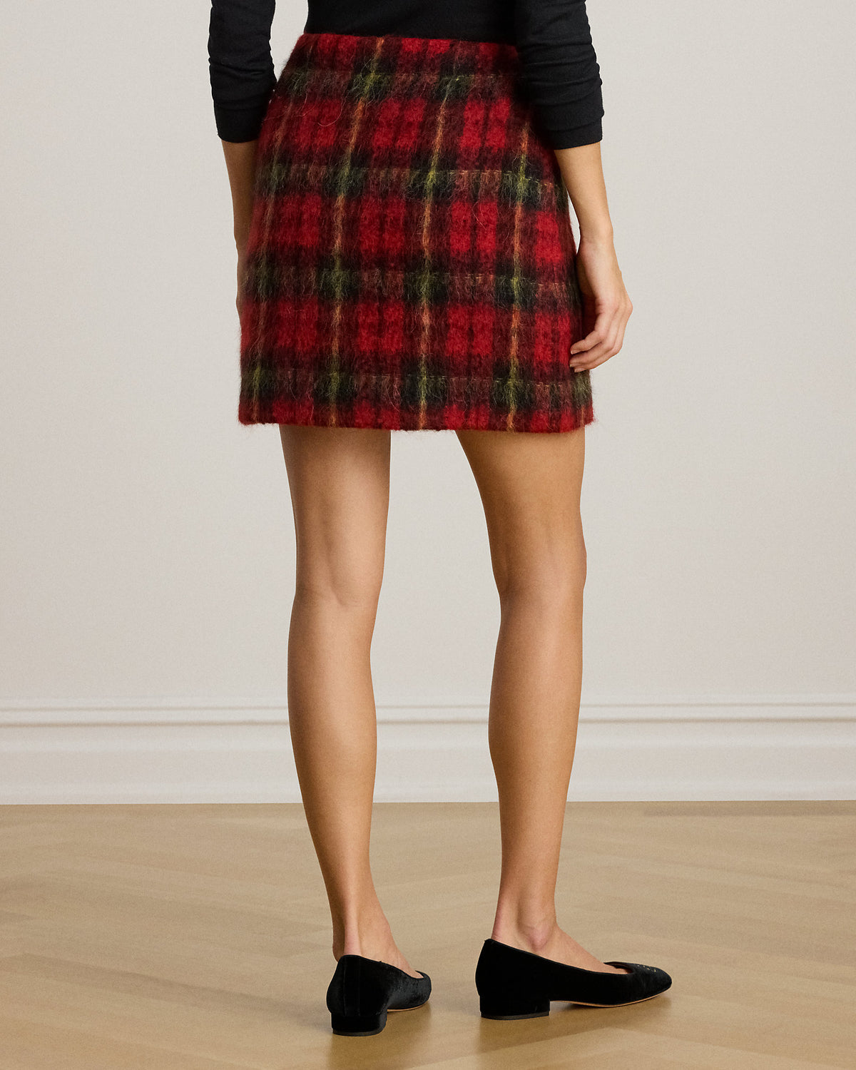 Ralph Lauren Plaid Mohair Pencil Miniskirt