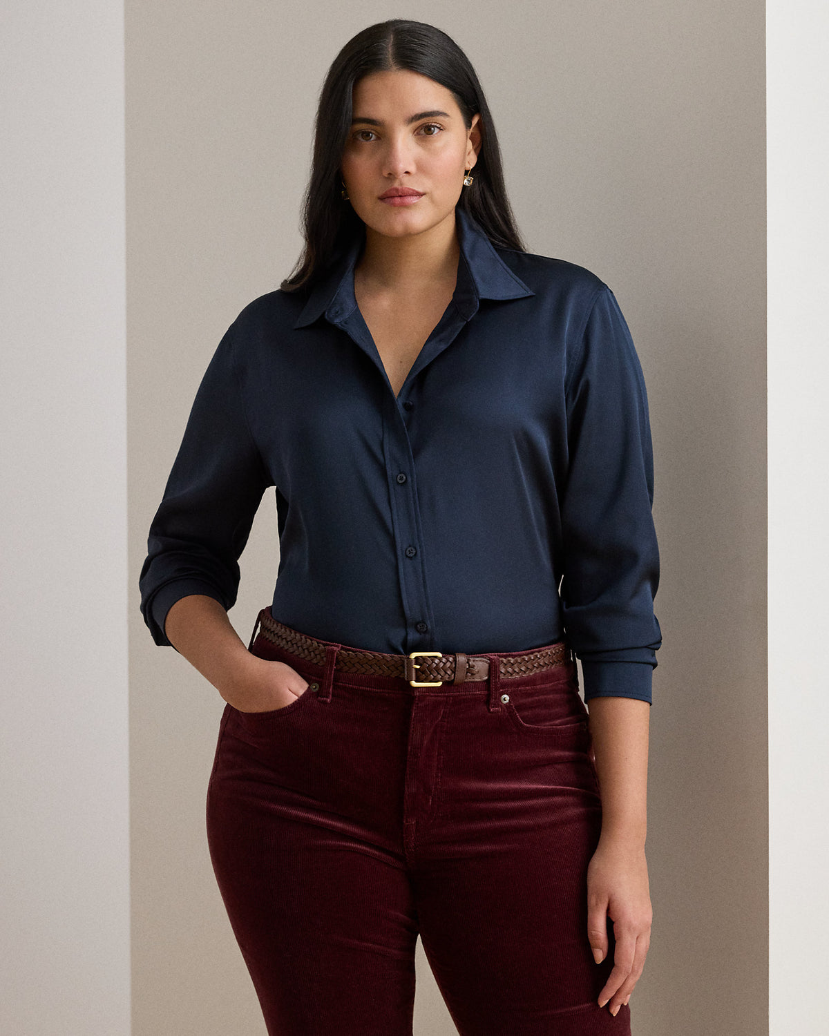 Ralph Lauren Classic Fit Satin Charmeuse Shirt
