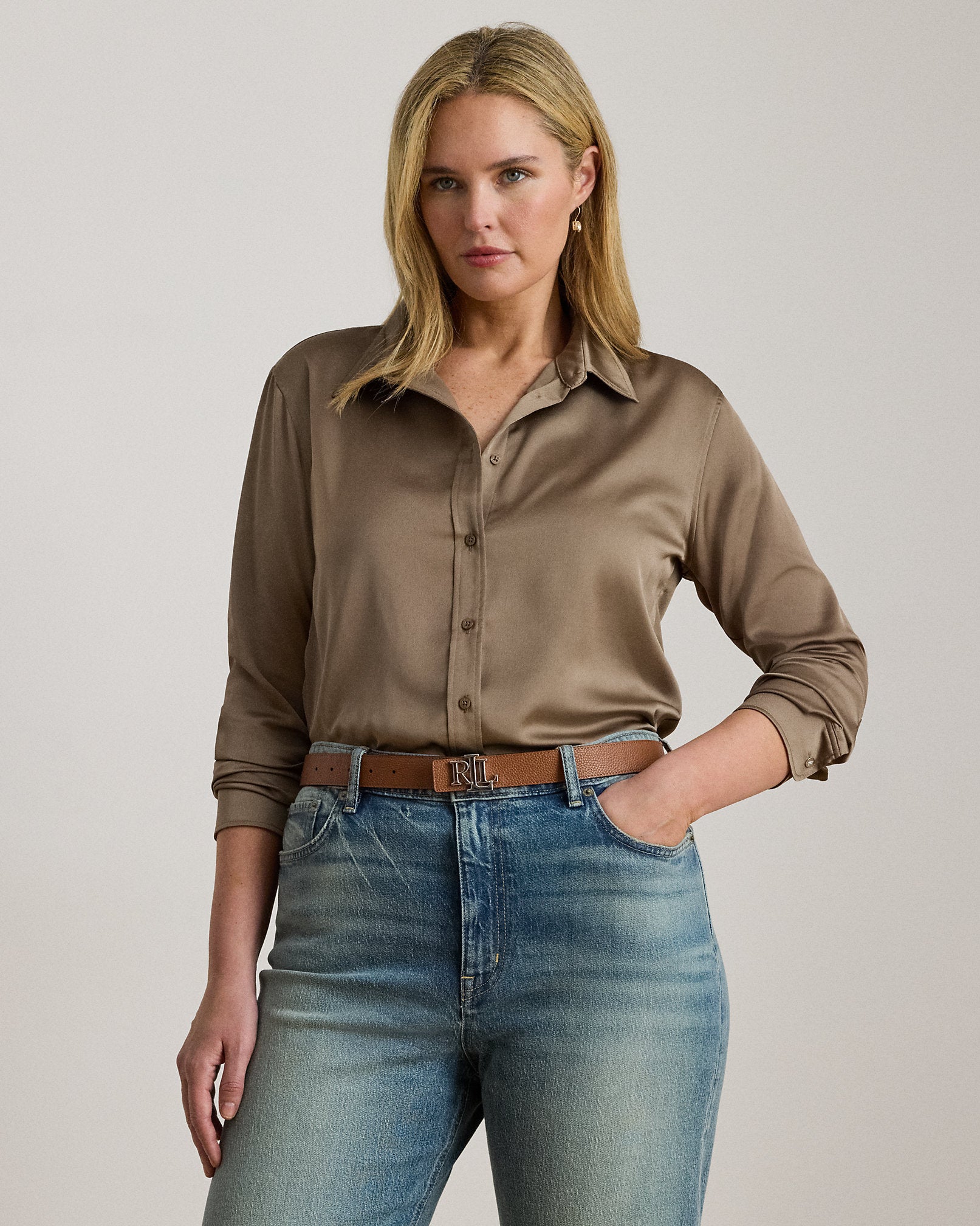 Ralph Lauren Classic Fit Satin Charmeuse Shirt