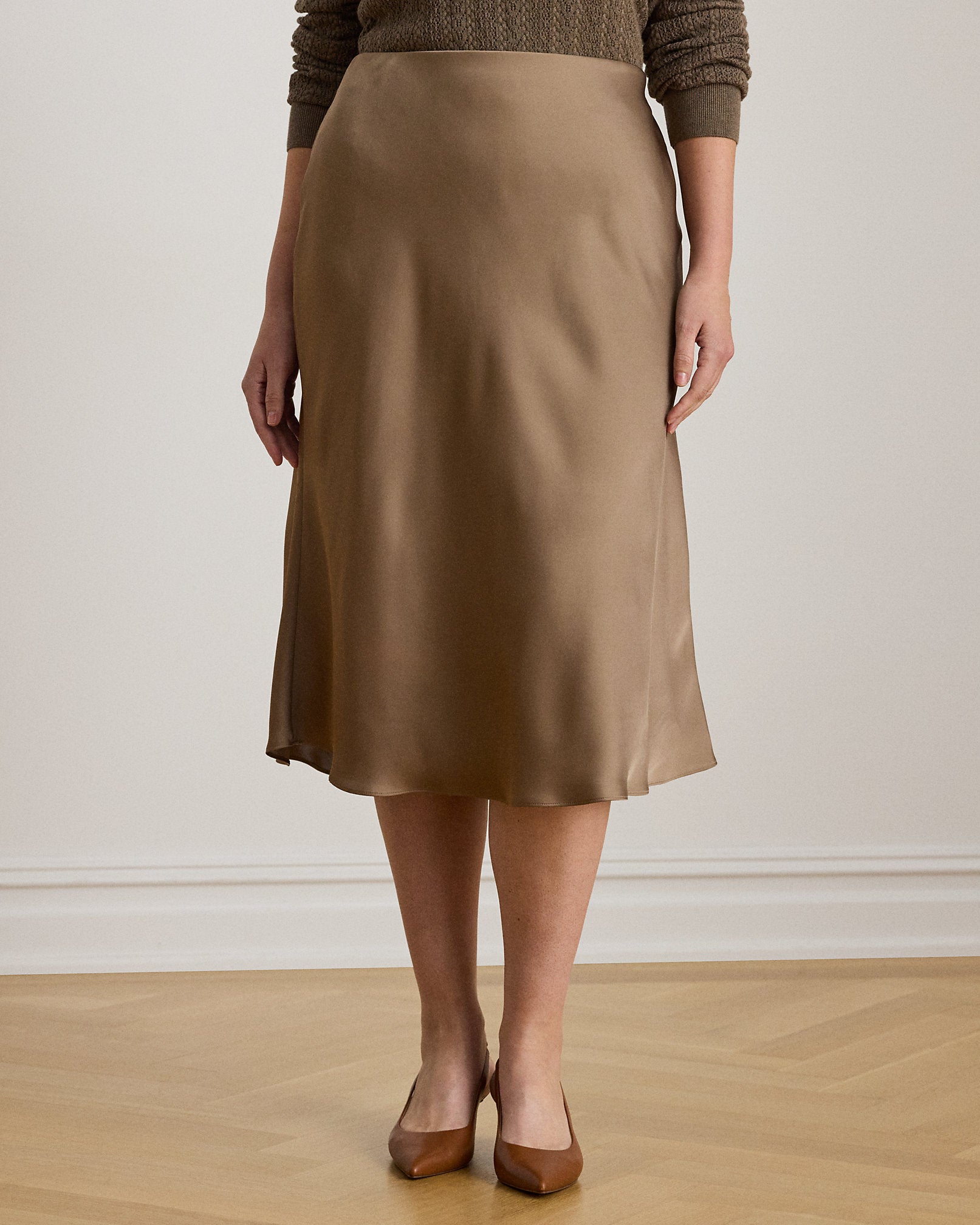 Ralph Lauren Satin Charmeuse Midi Skirt