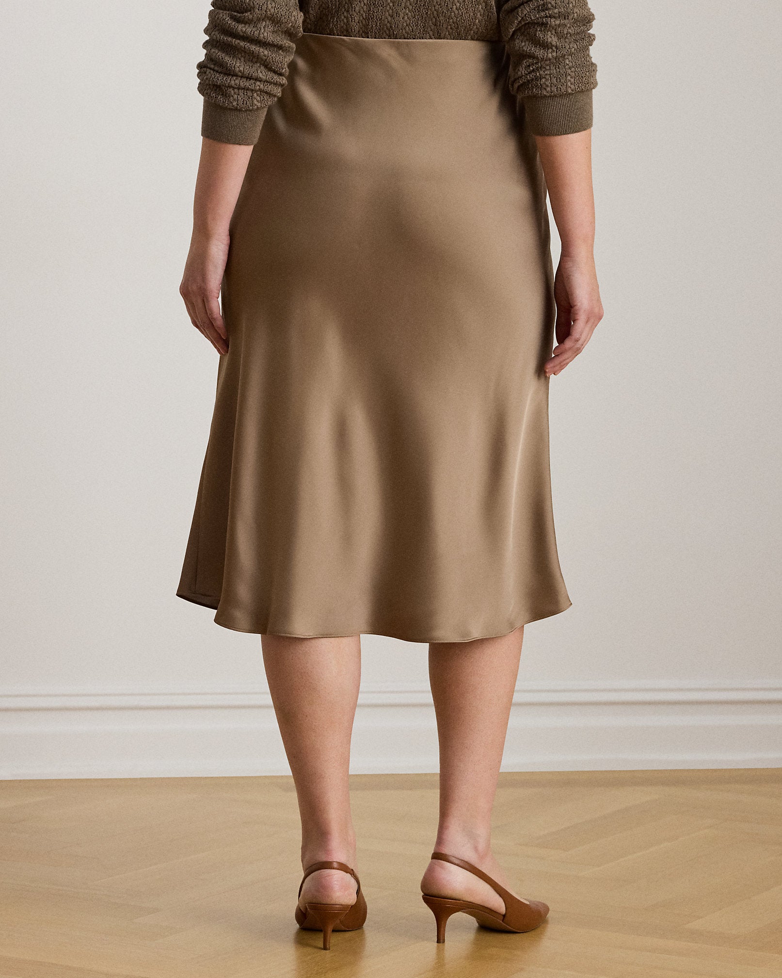Ralph Lauren Satin Charmeuse Midi Skirt