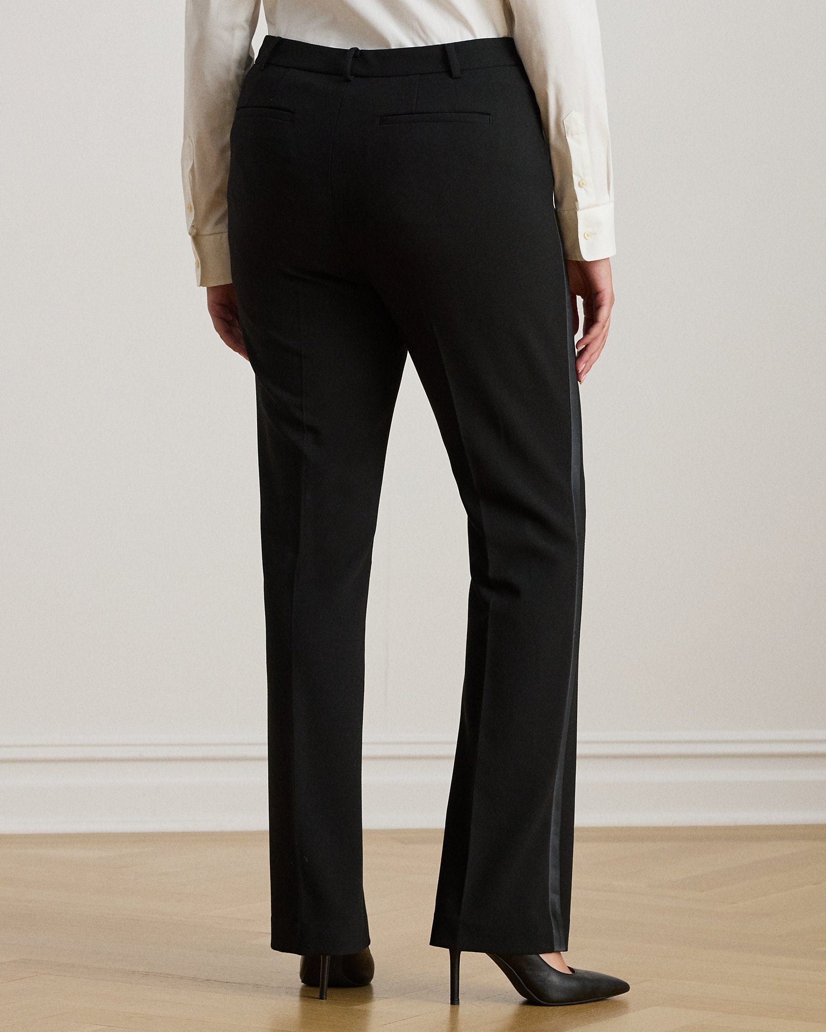 Ralph Lauren SatinTrim DoubleFaced Crepe Pant