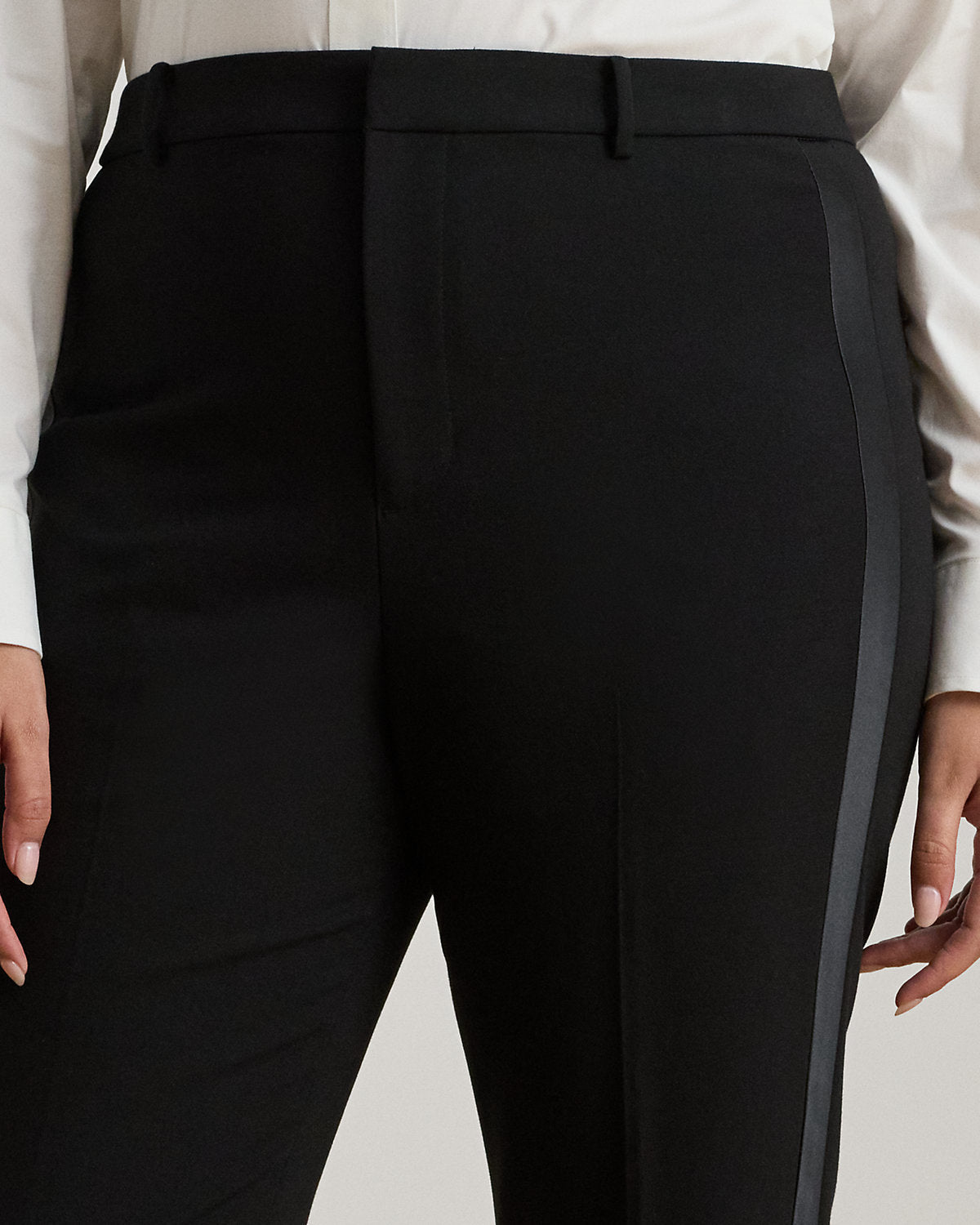 Ralph Lauren SatinTrim DoubleFaced Crepe Pant