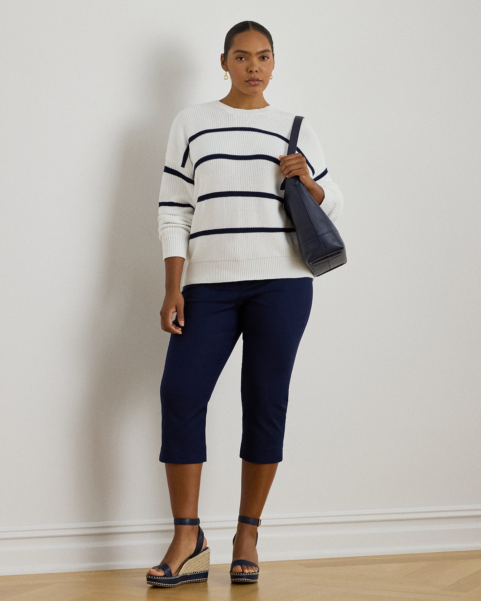 Ralph Lauren Striped RibKnit Cotton Crewneck Sweater
