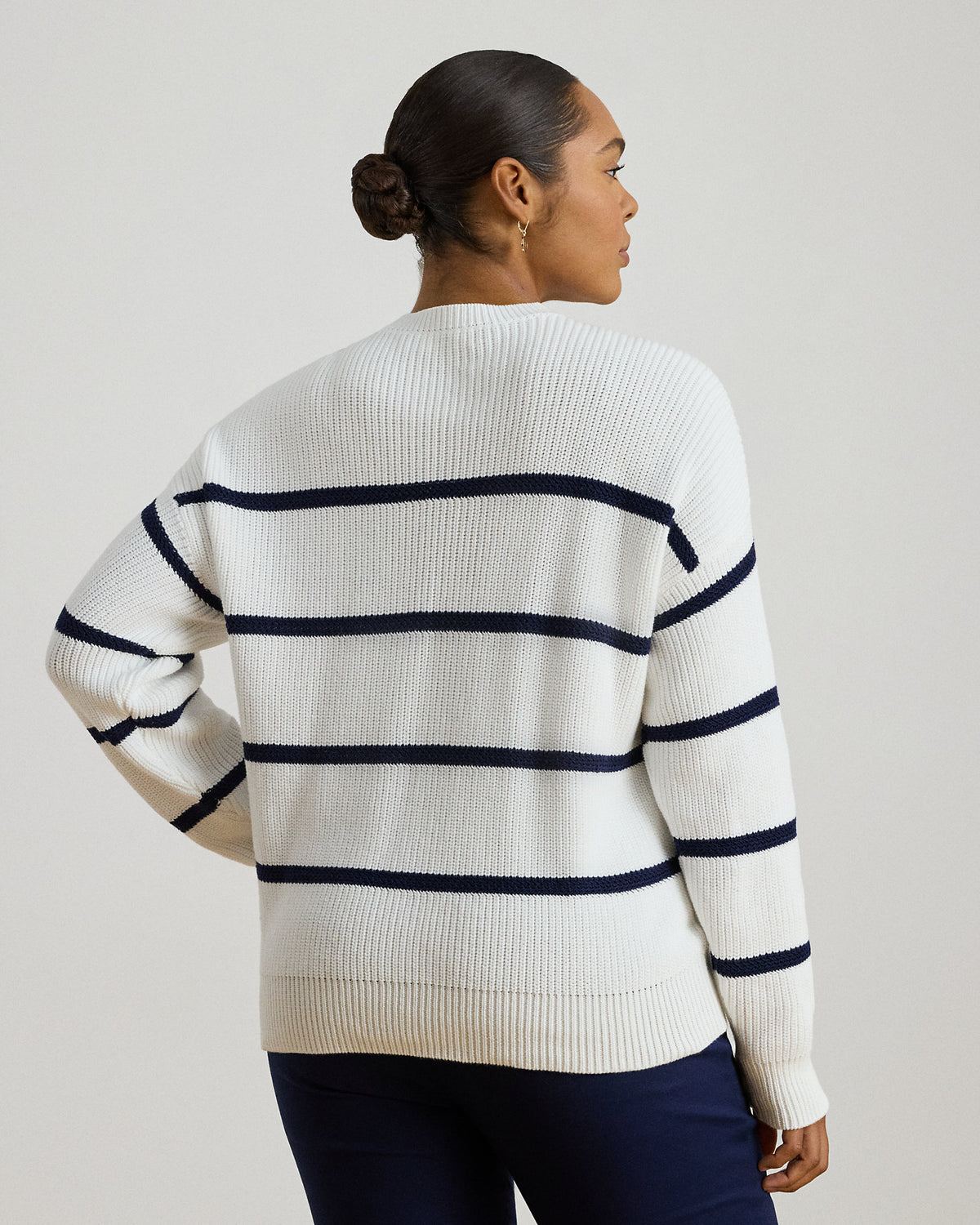 Ralph Lauren Striped RibKnit Cotton Crewneck Sweater