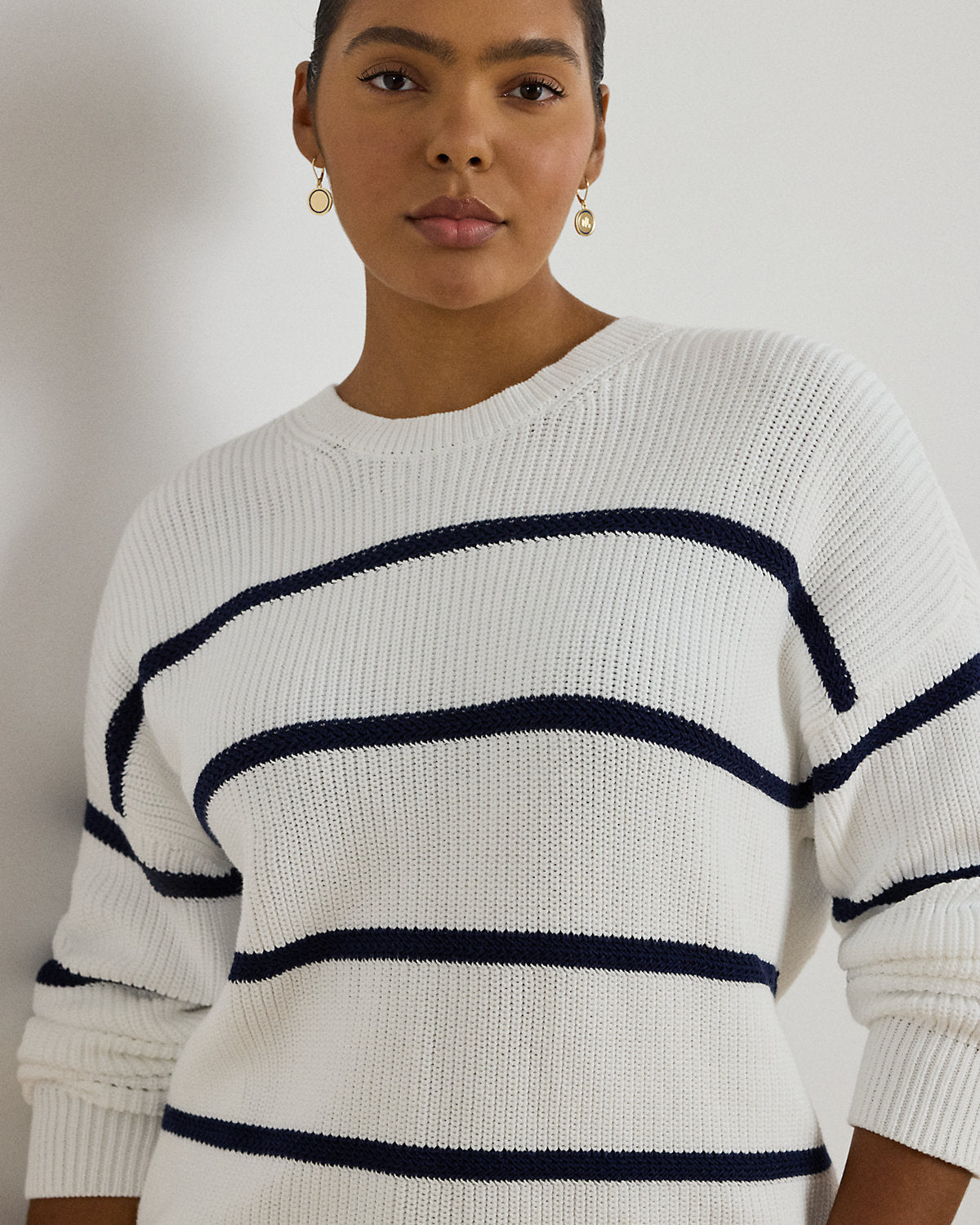 Ralph Lauren Striped RibKnit Cotton Crewneck Sweater
