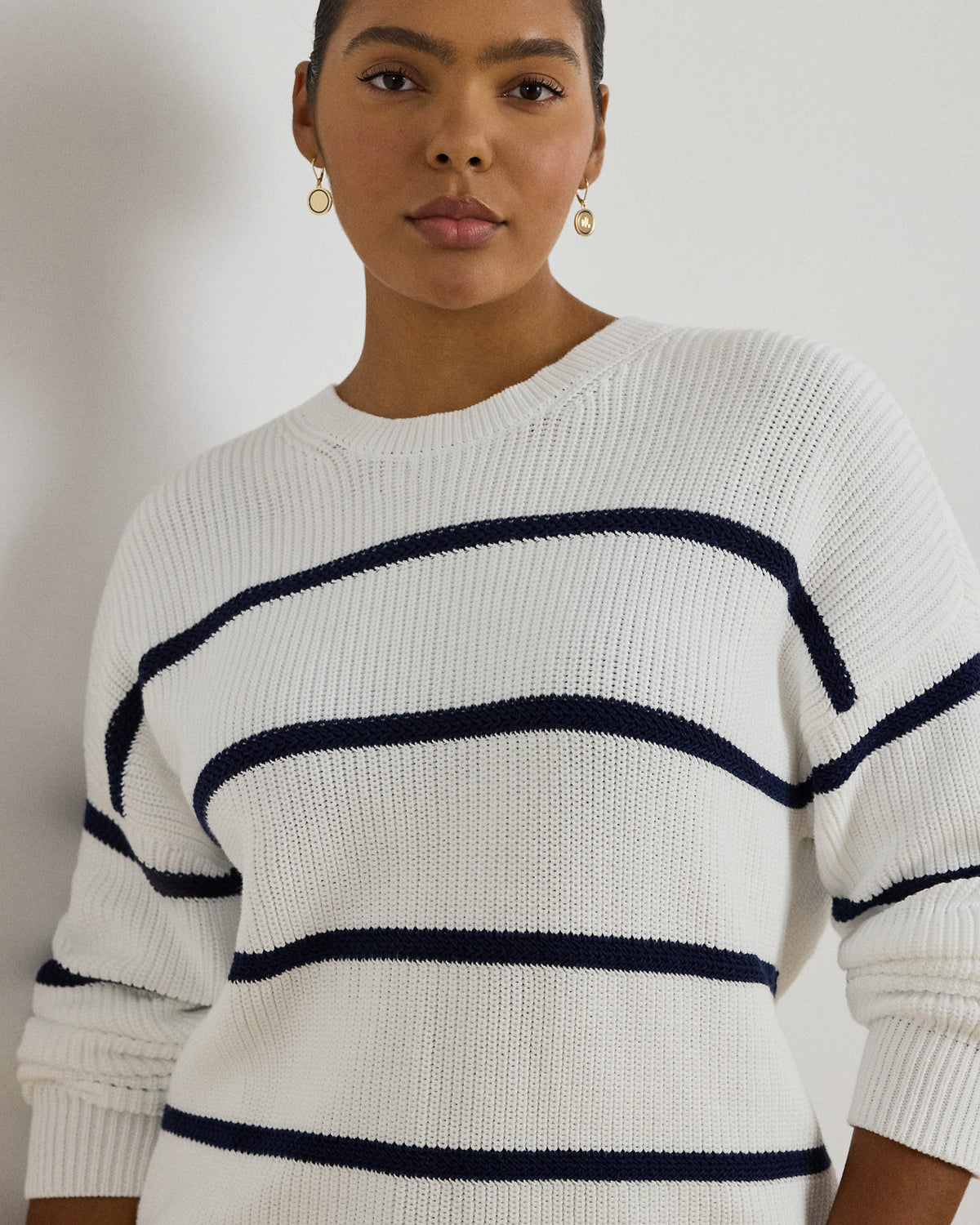 Ralph Lauren Striped RibKnit Cotton Crewneck Sweater