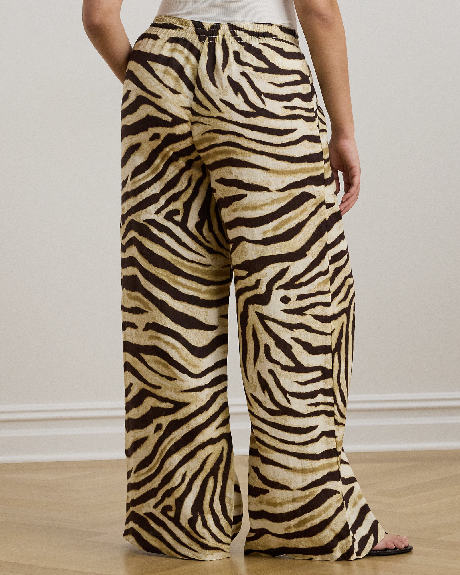 Ralph Lauren ZebraPrint Linen WideLeg Pant