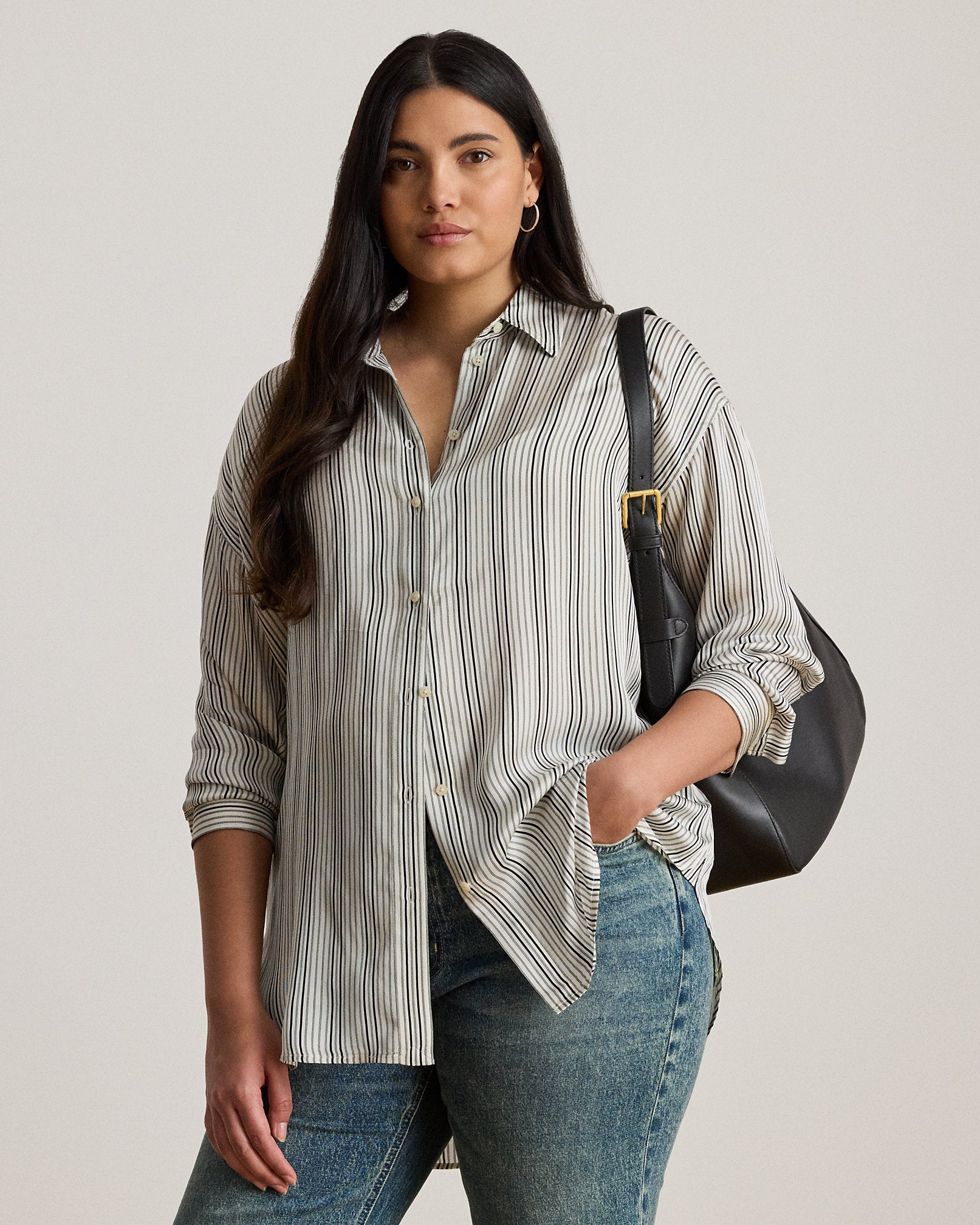 Ralph Lauren Relaxed Fit Striped Satin Shirt