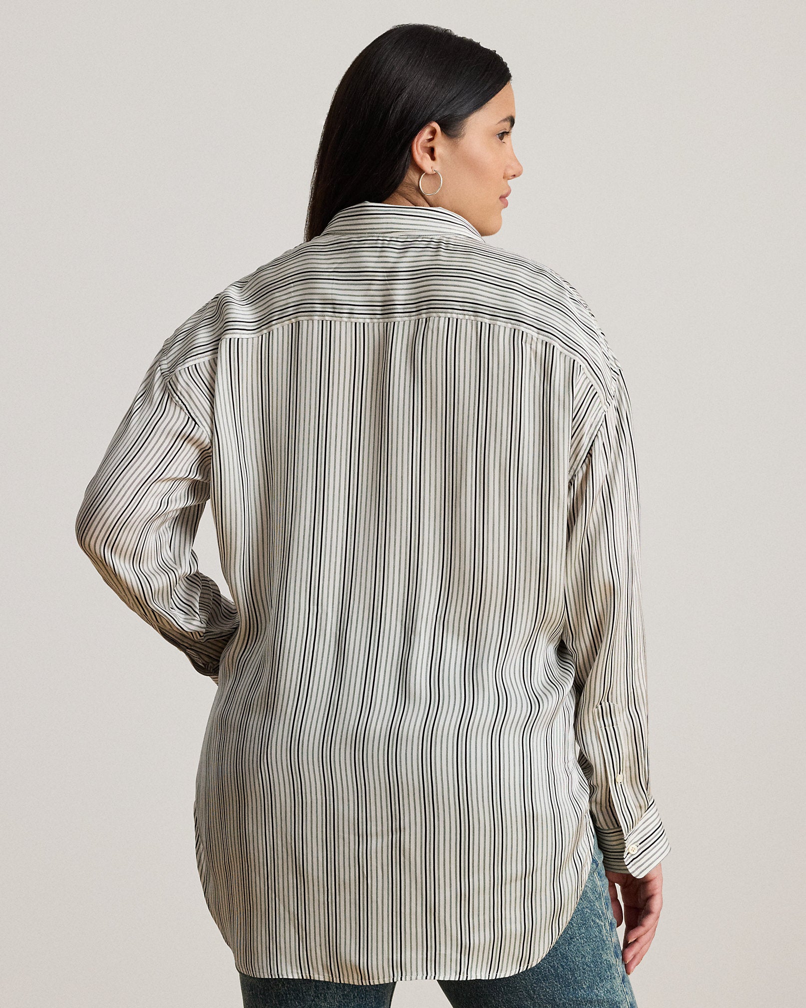 Ralph Lauren Relaxed Fit Striped Satin Shirt