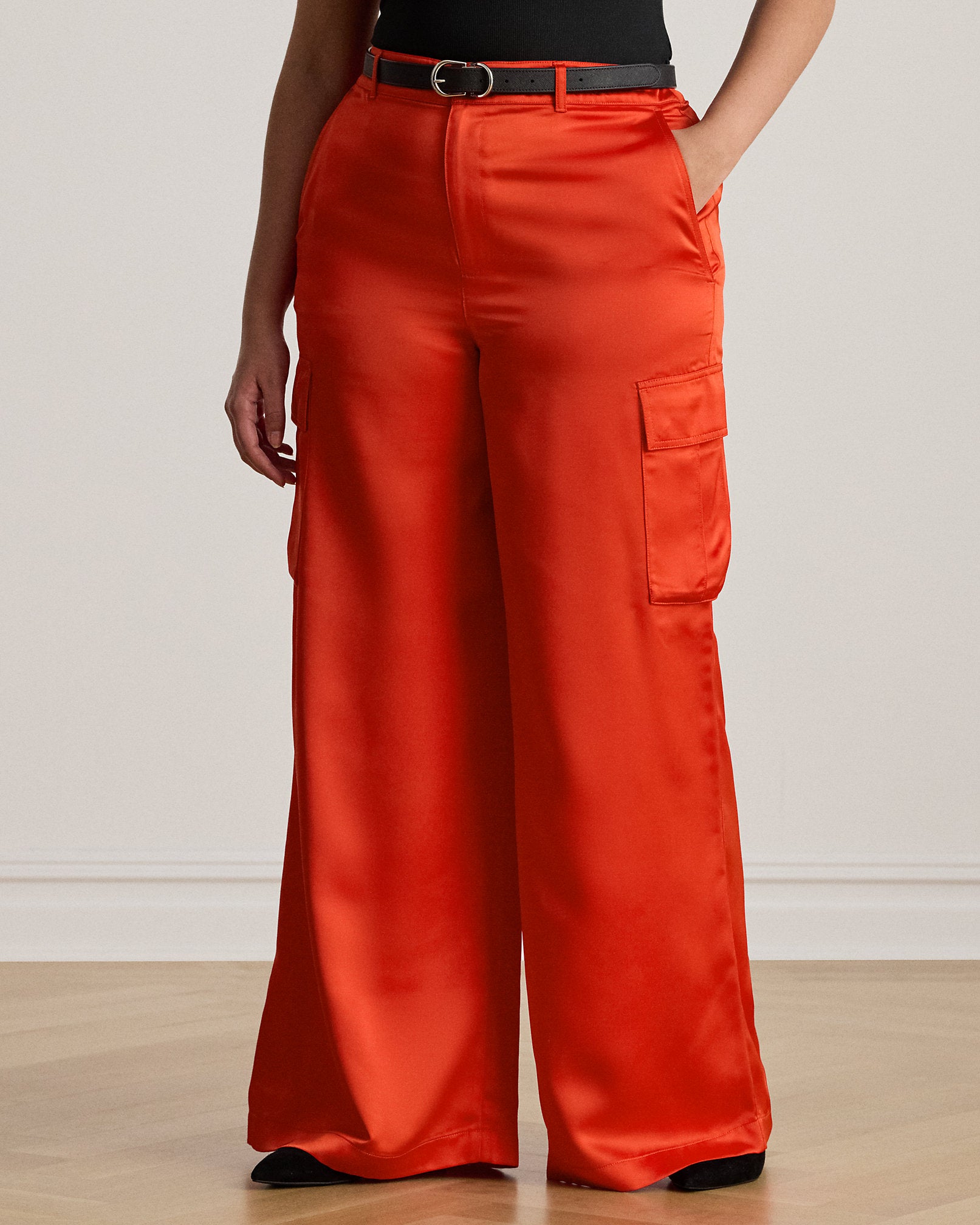 Ralph Lauren Satin Charmeuse WideLeg Cargo Pant