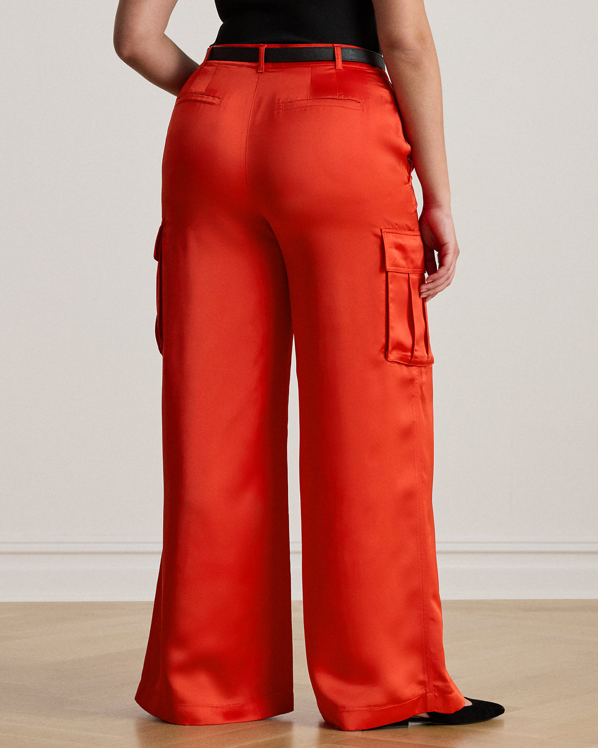 Ralph Lauren Satin Charmeuse WideLeg Cargo Pant