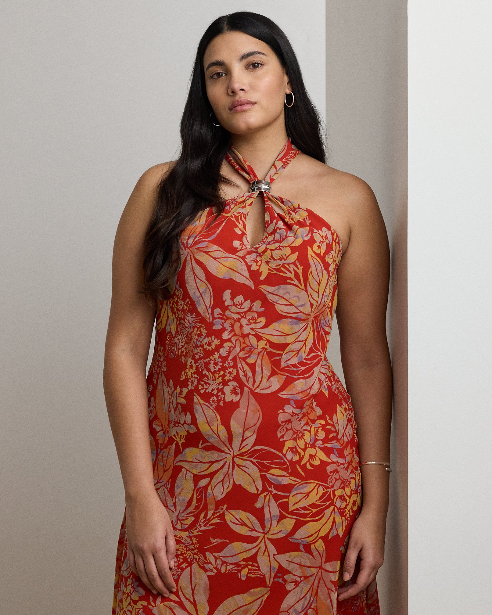 Ralph Lauren Floral Georgette Halter Dress