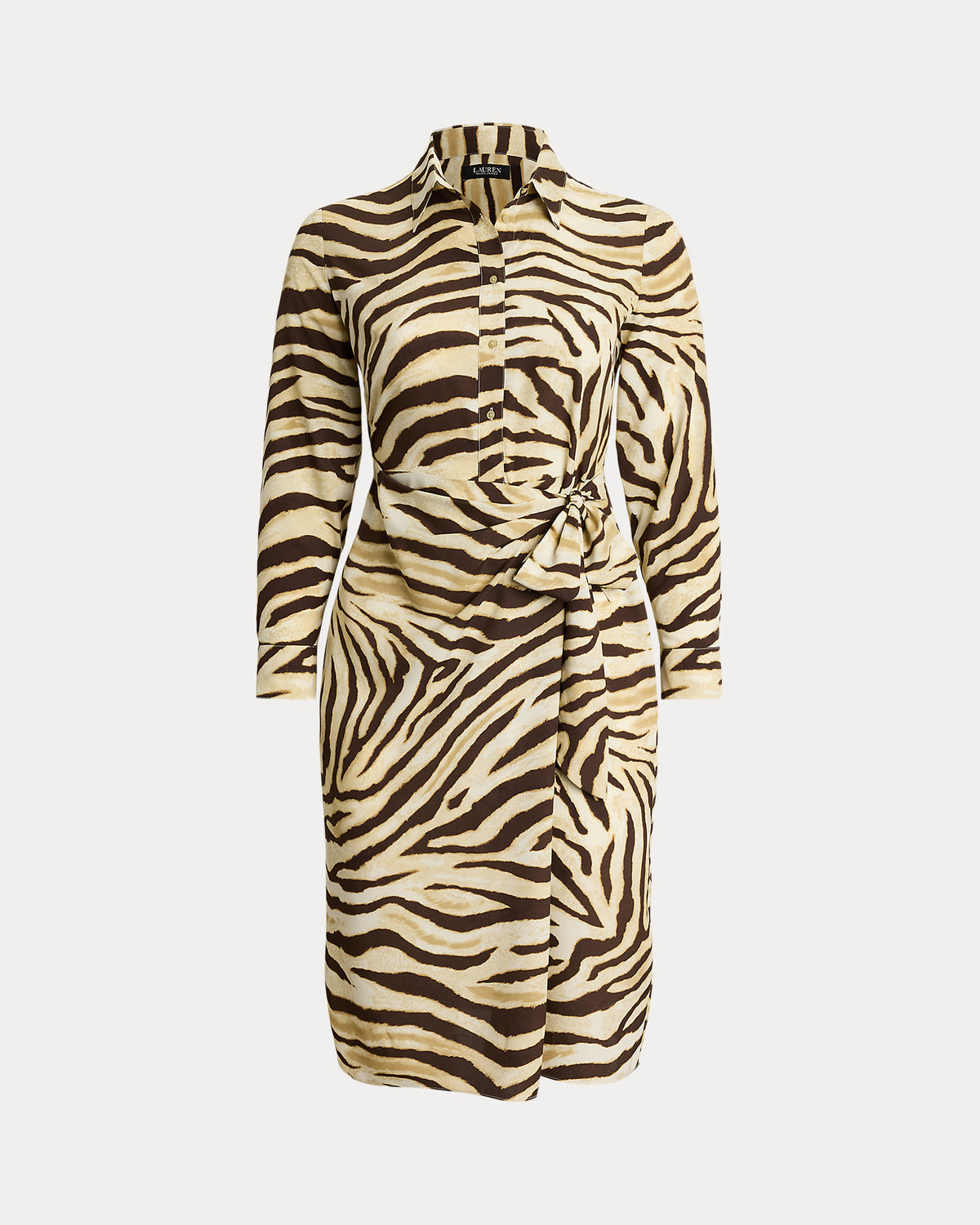 Ralph Lauren ZebraPrint TieFront Crepe Shirtdress