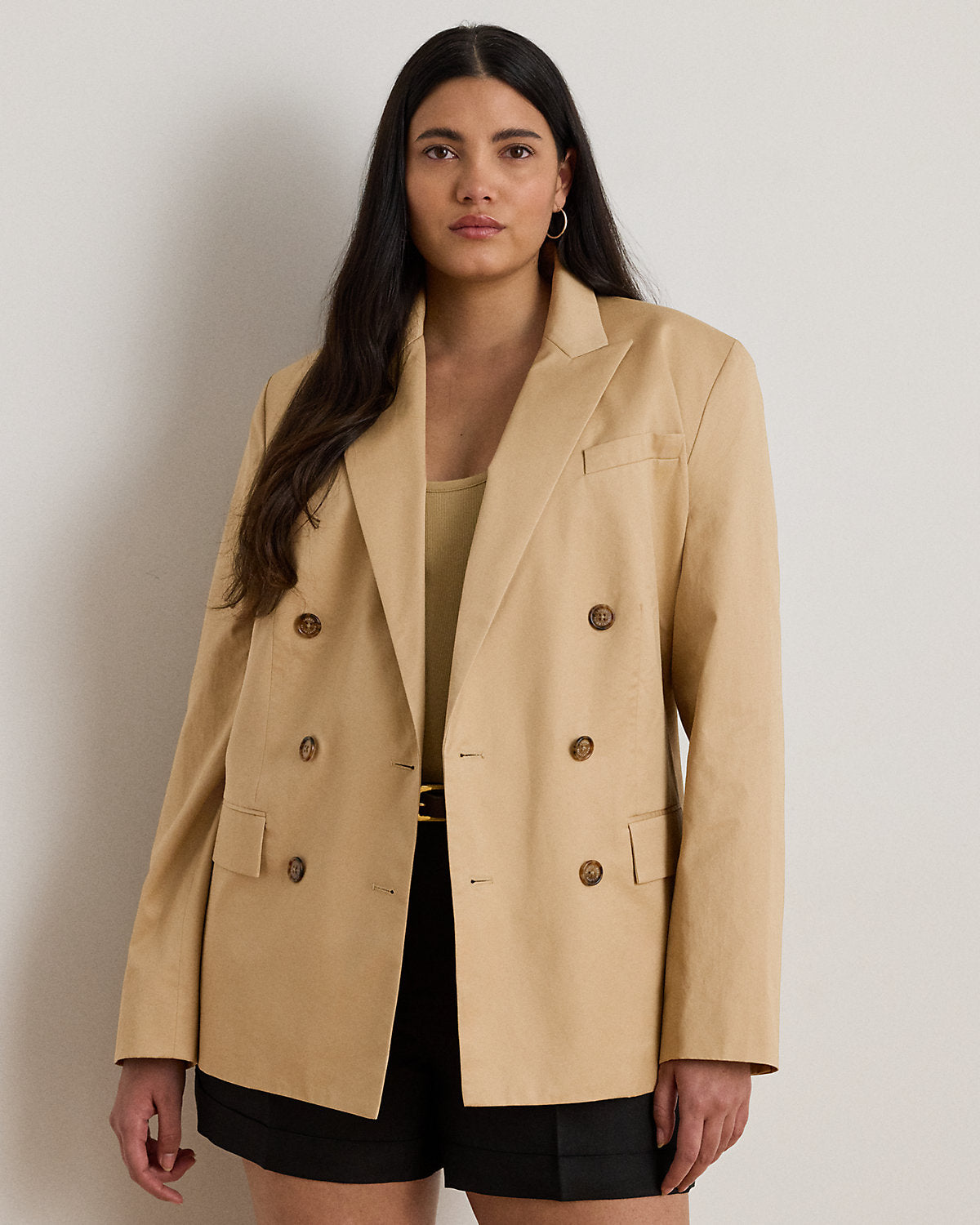 Ralph Lauren DoubleBreasted Cotton Twill Blazer