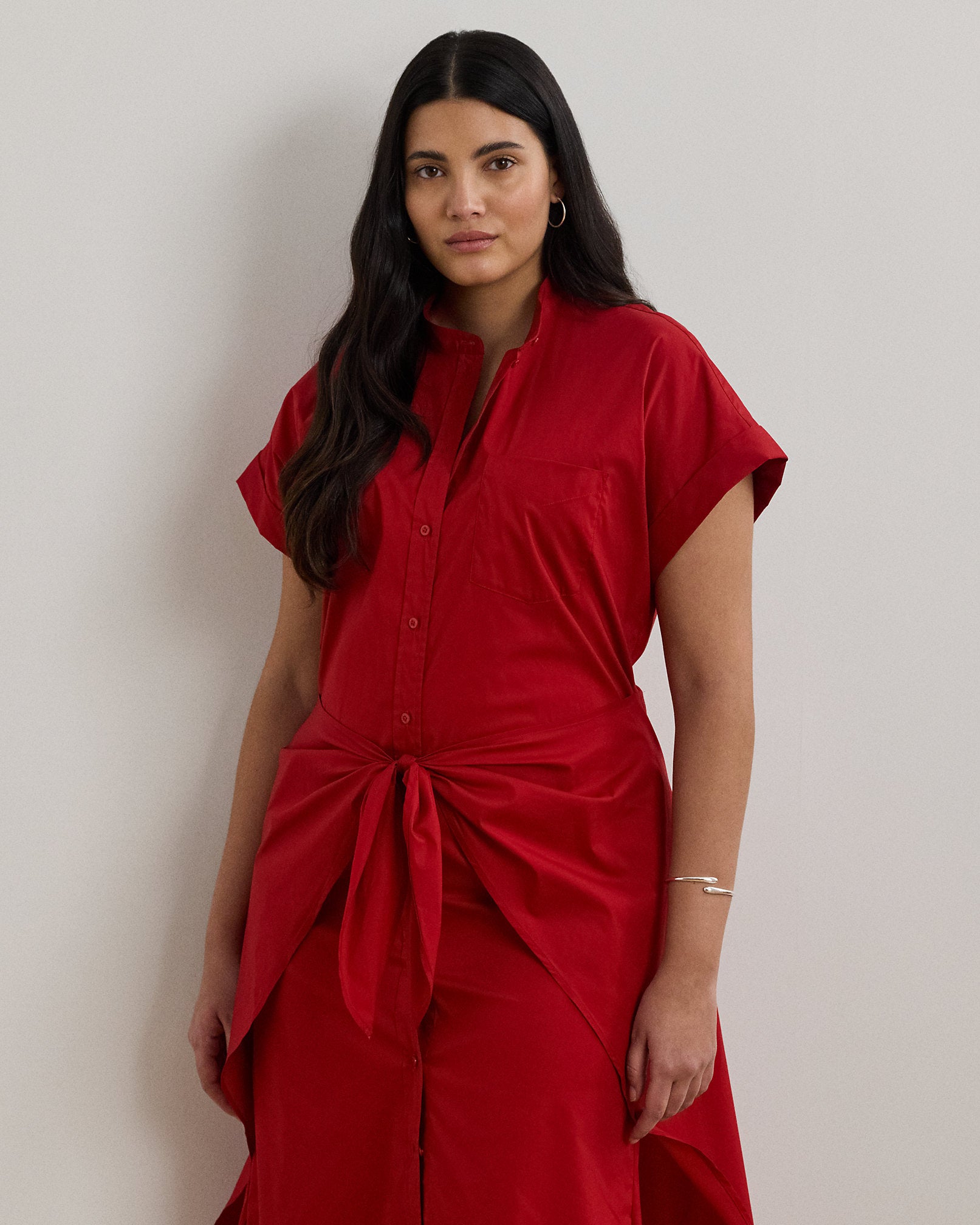 Ralph Lauren TieFront CottonBlend Shirtdress