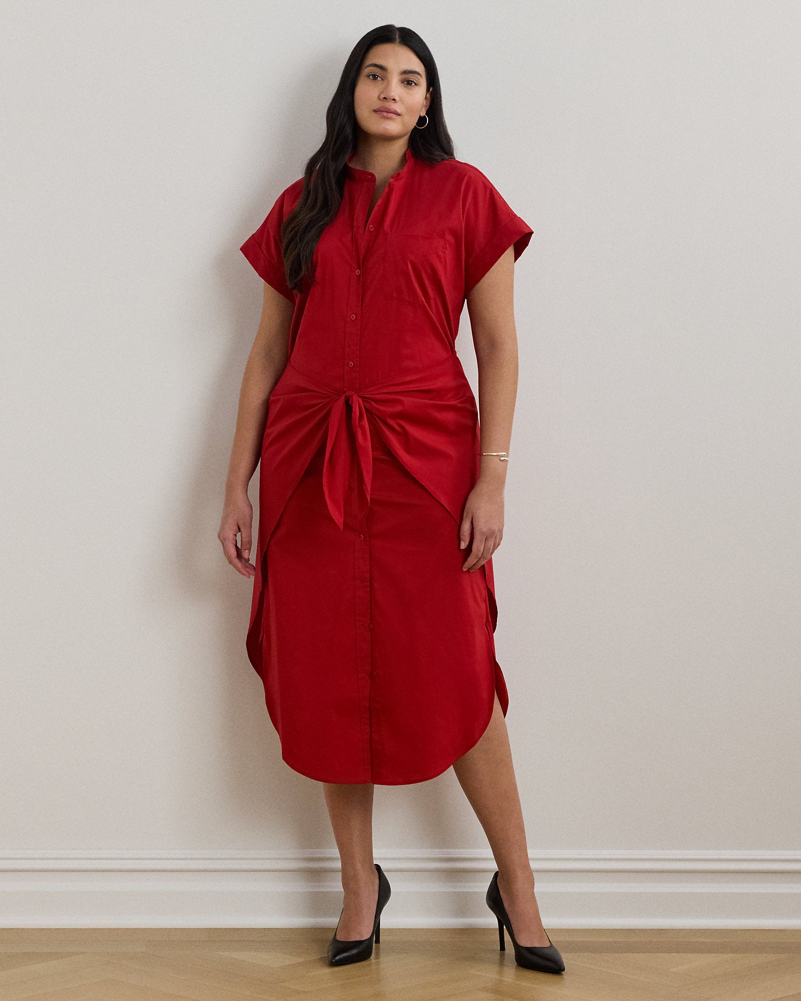 Ralph Lauren TieFront CottonBlend Shirtdress